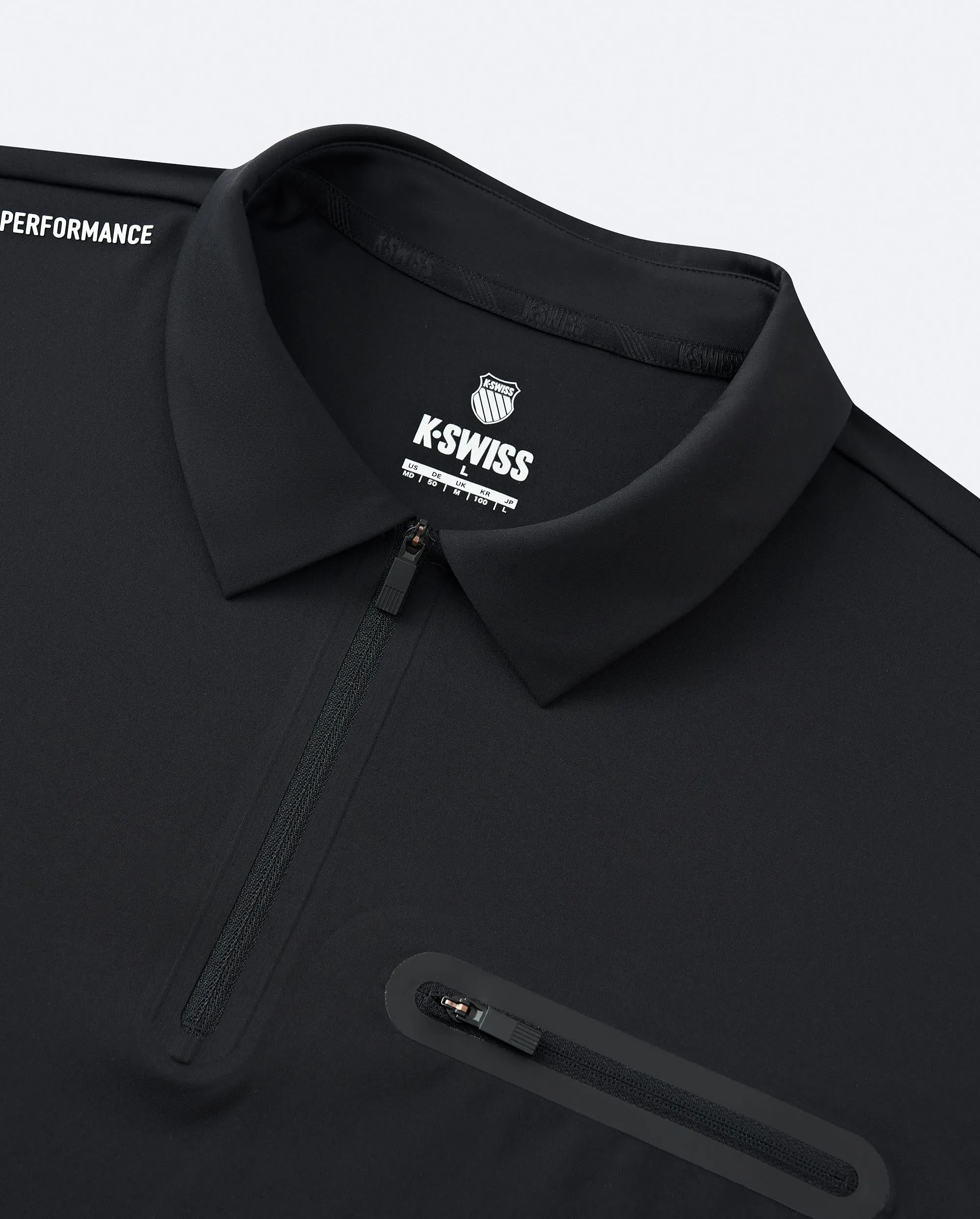 1010702-008 | MEN'S HALF-ZIP LONG SLEEVES POLO SHIRT | BLACK