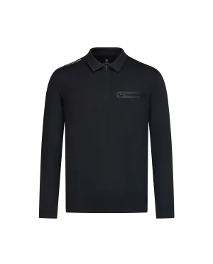 1010702-008 | MEN'S HALF-ZIP LONG SLEEVES POLO SHIRT | BLACK