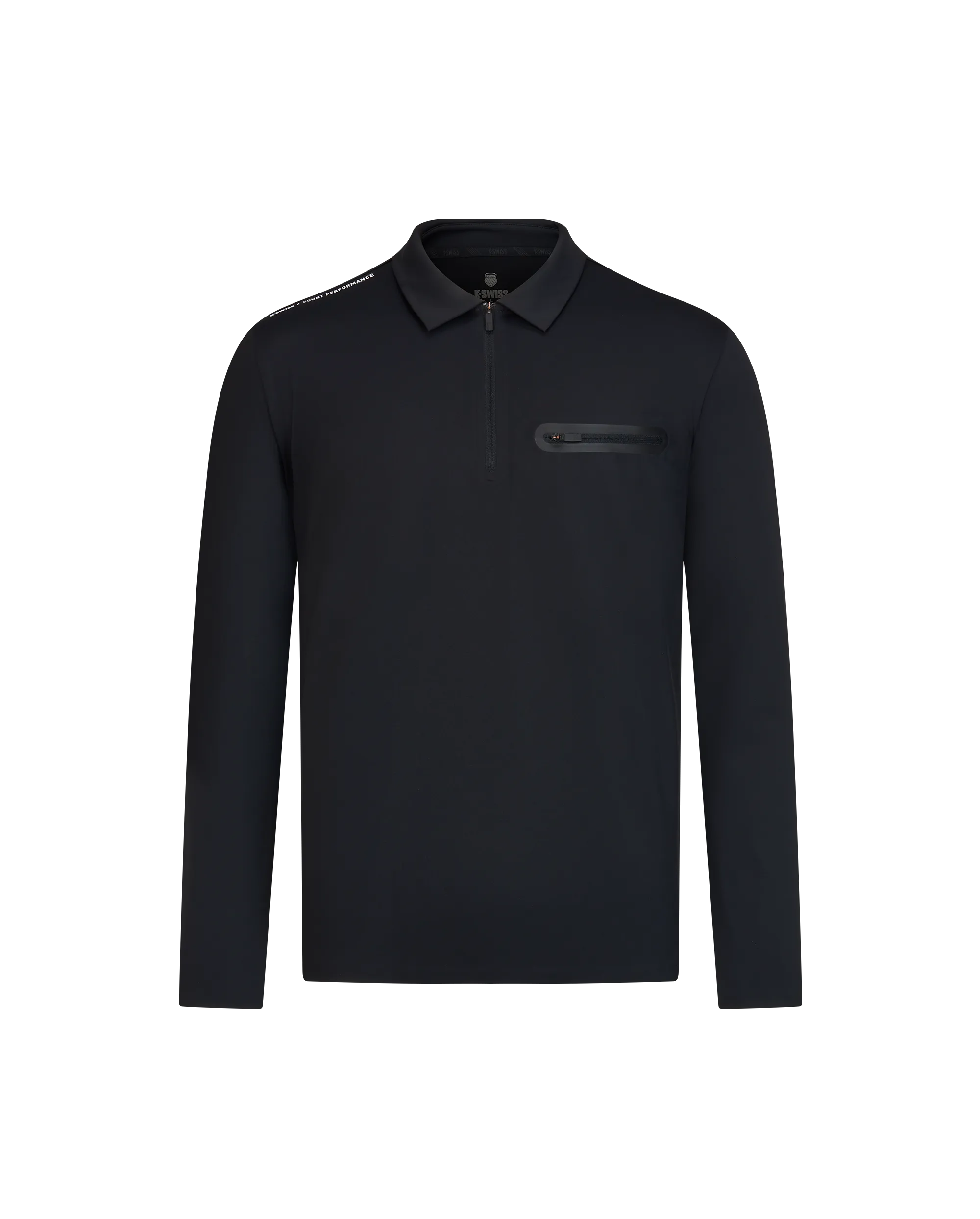 1010702-008 | MEN'S HALF-ZIP LONG SLEEVES POLO SHIRT | BLACK