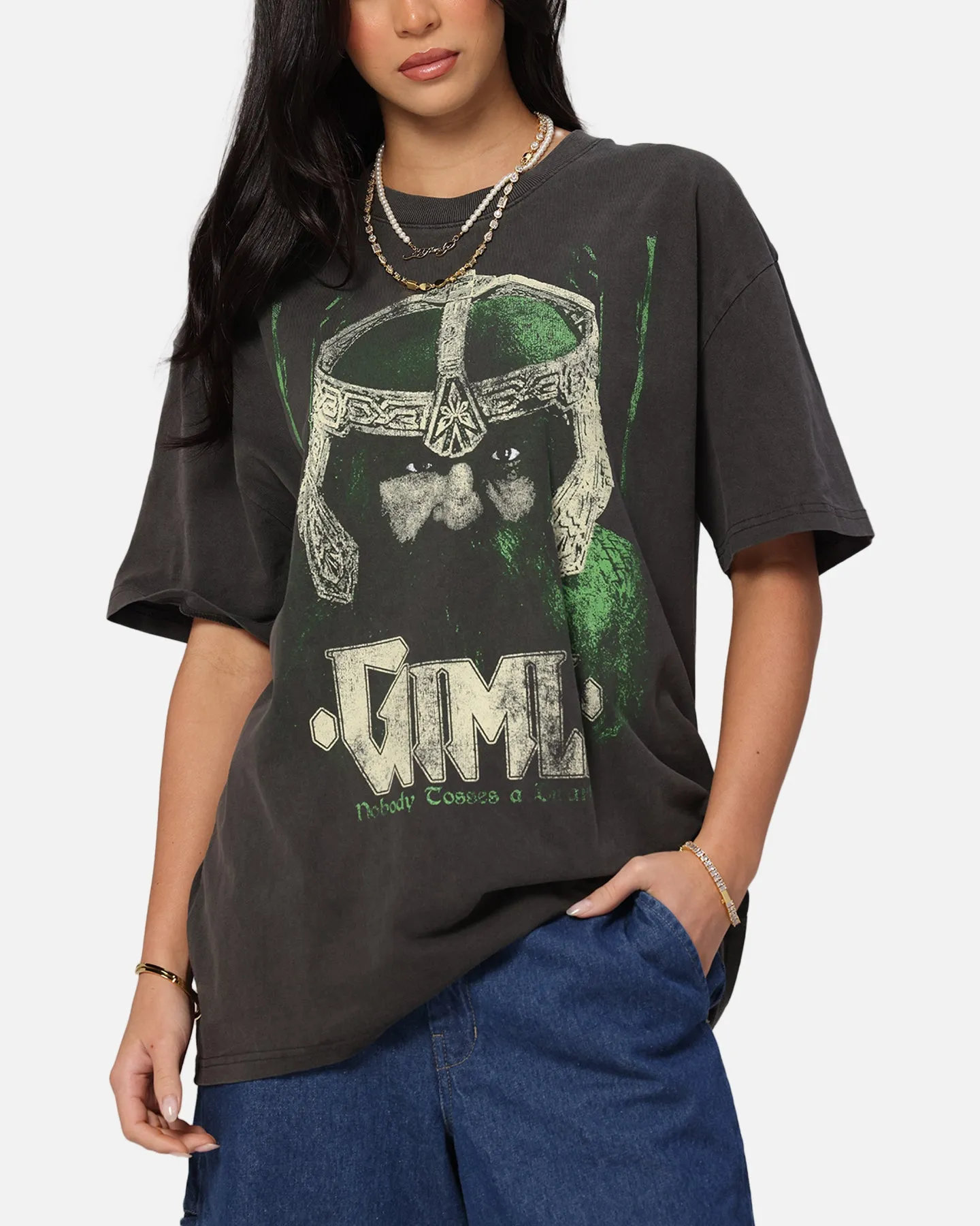 American Thrift X Lord Of The Rings Gimli Toss Heavy T-Shirt Black Wash