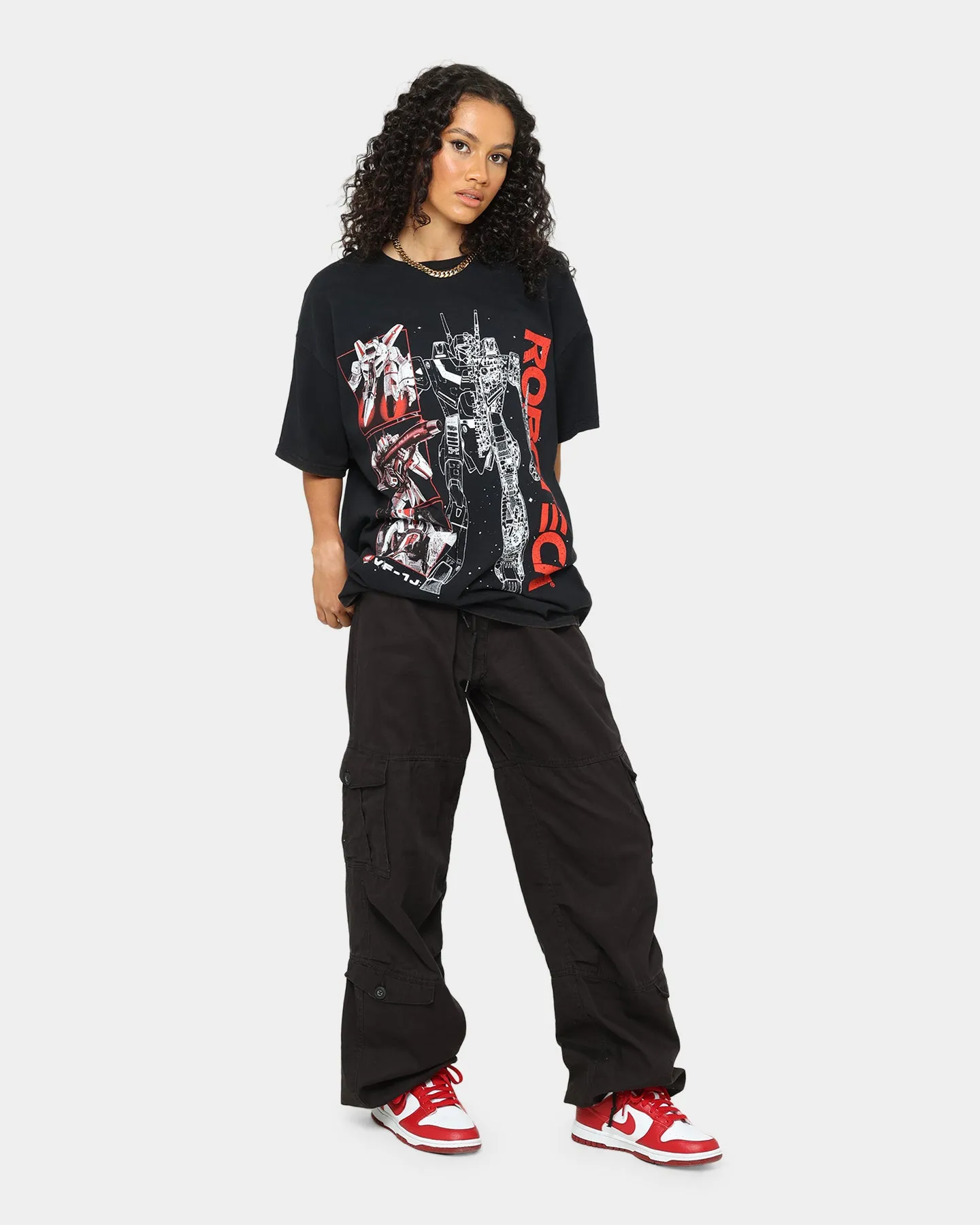American Thrift X Robotech VFIJ Vintage T-Shirt Washed Black