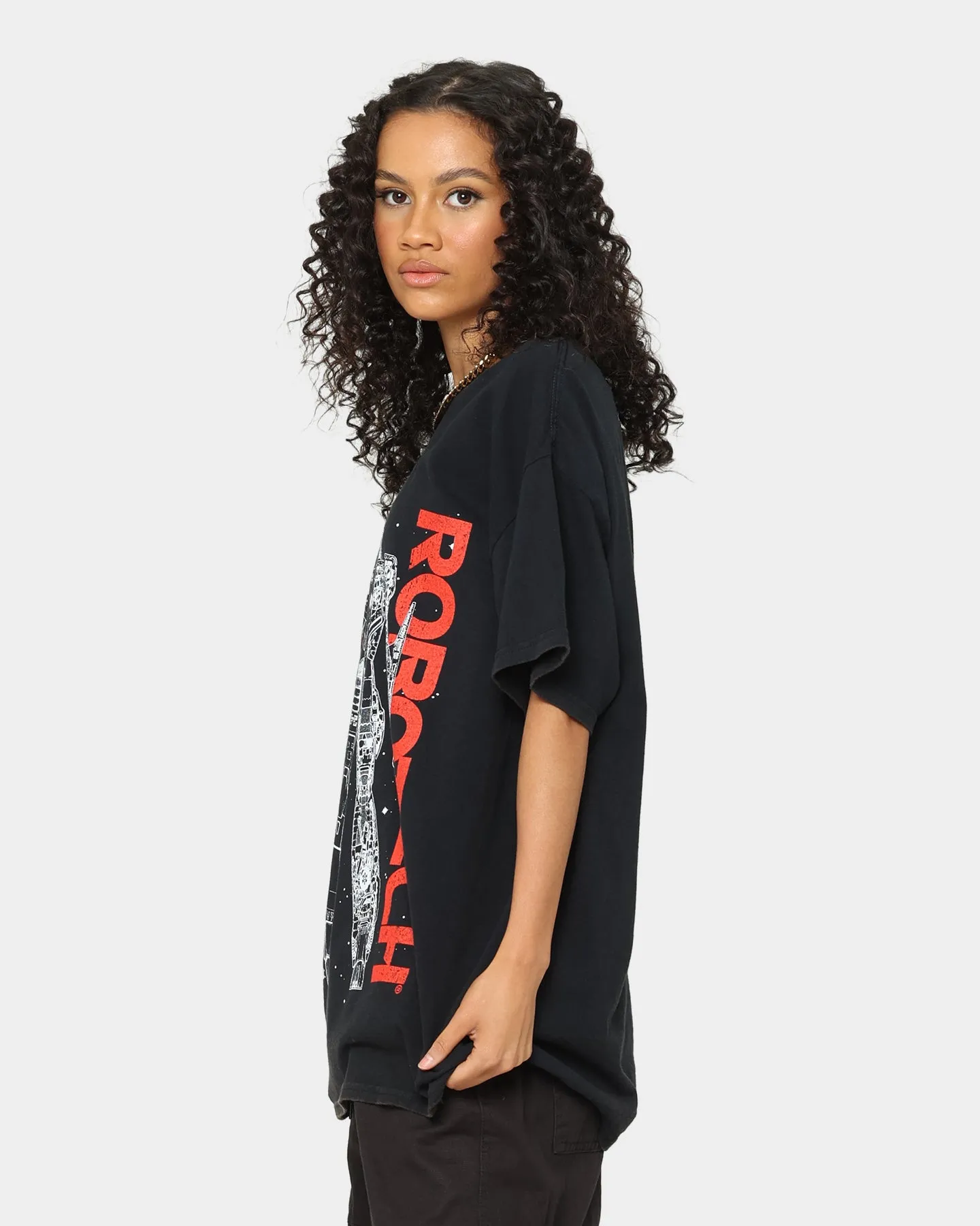 American Thrift X Robotech VFIJ Vintage T-Shirt Washed Black