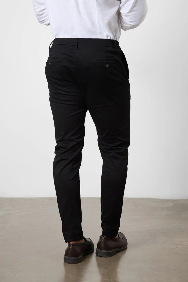Athletic Fit Cotton Stretch Chino Pants in Black