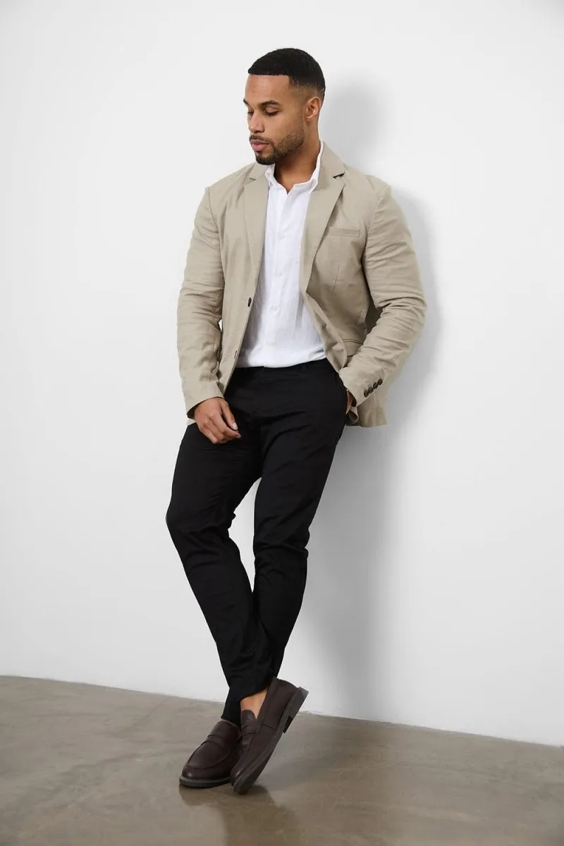 Athletic Fit Cotton Stretch Chino Pants in Black