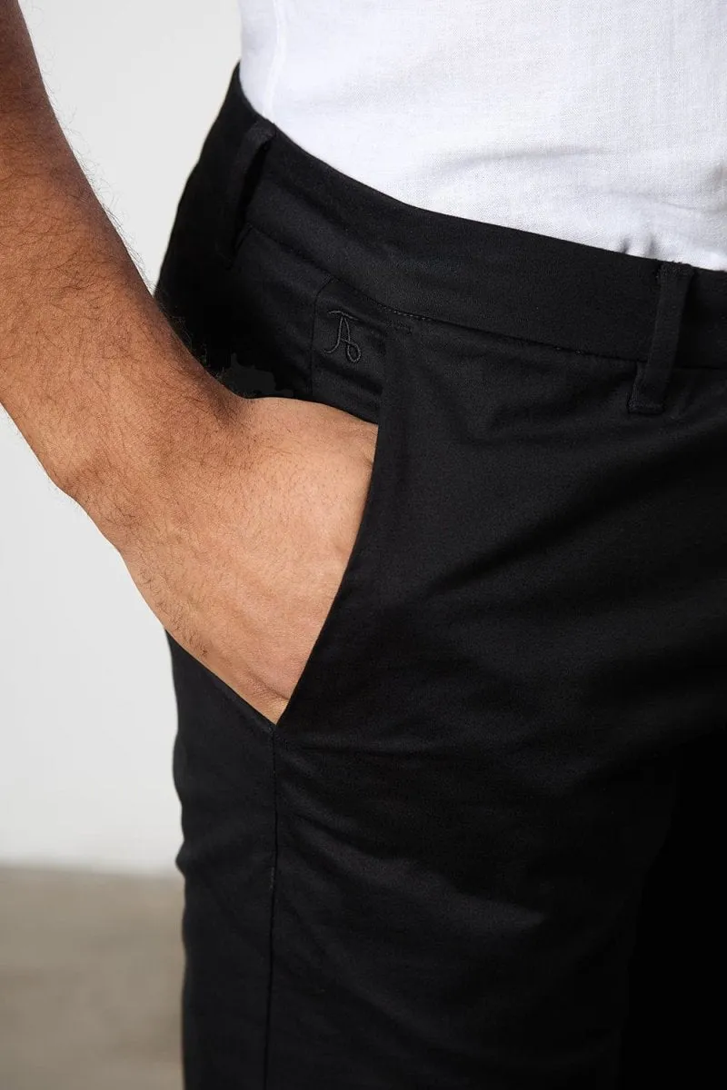 Athletic Fit Cotton Stretch Chino Pants in Black