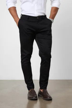 Athletic Fit Cotton Stretch Chino Pants in Black