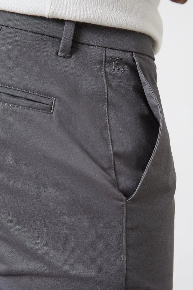 Athletic Fit Cotton Stretch Chino Pants in Dark Grey
