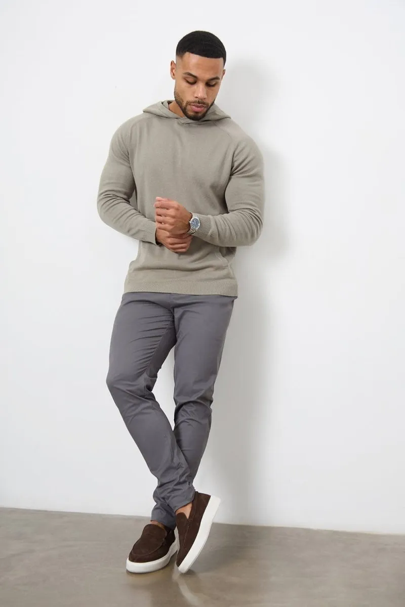 Athletic Fit Cotton Stretch Chino Pants in Dark Grey