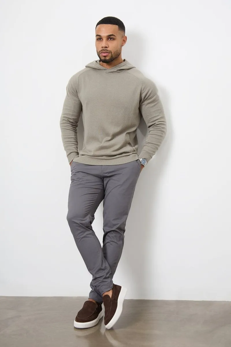 Athletic Fit Cotton Stretch Chino Pants in Dark Grey