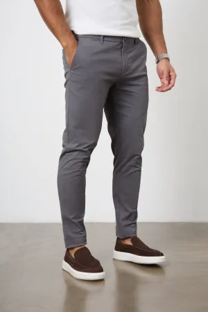 Athletic Fit Cotton Stretch Chino Pants in Dark Grey
