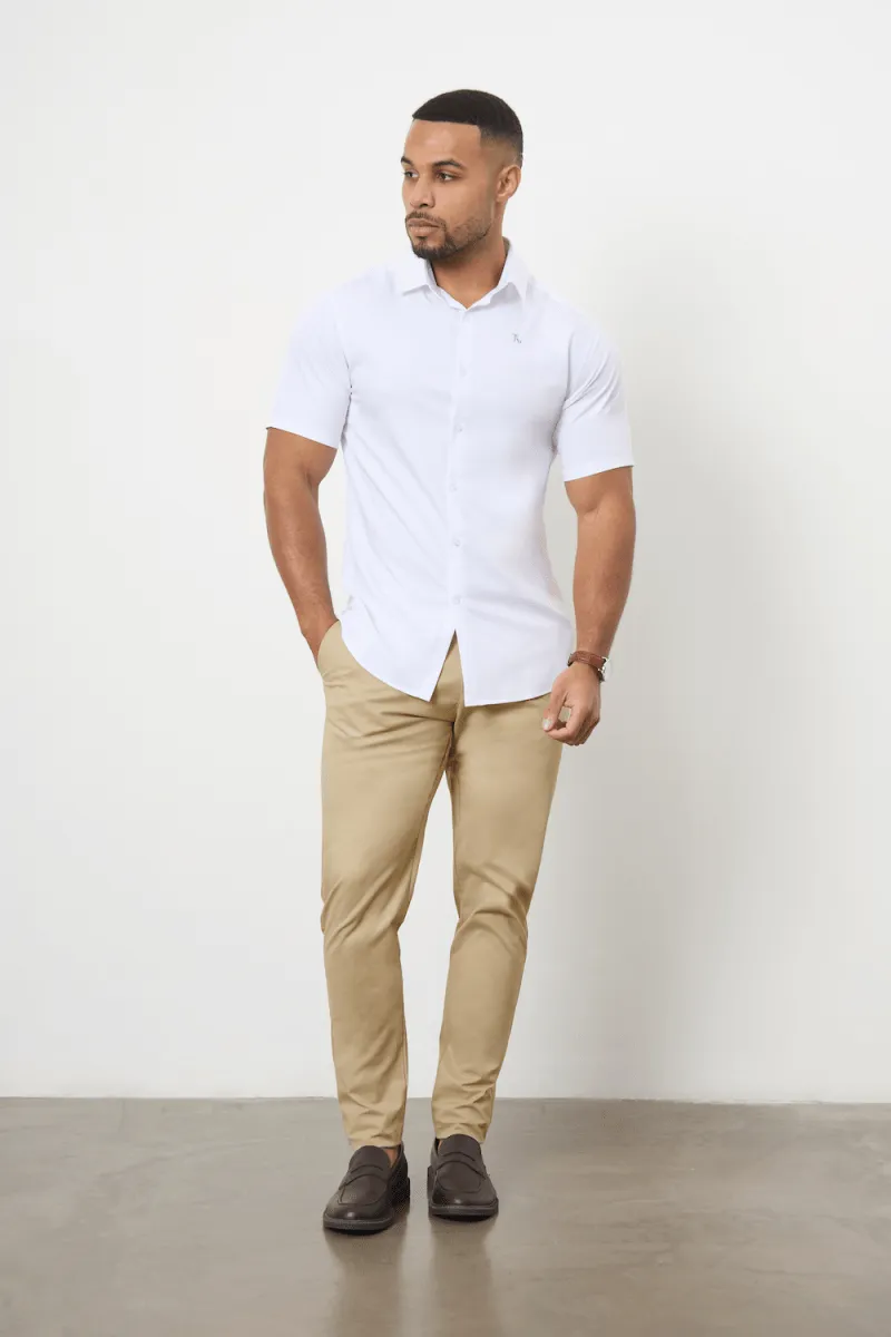 Athletic Fit Cotton Stretch Chino Pants in Dark Stone