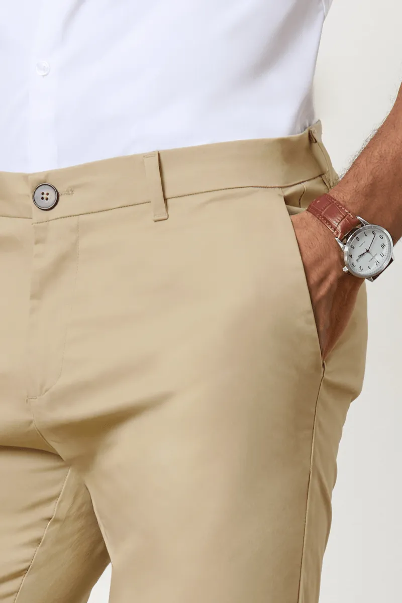 Athletic Fit Cotton Stretch Chino Pants in Dark Stone