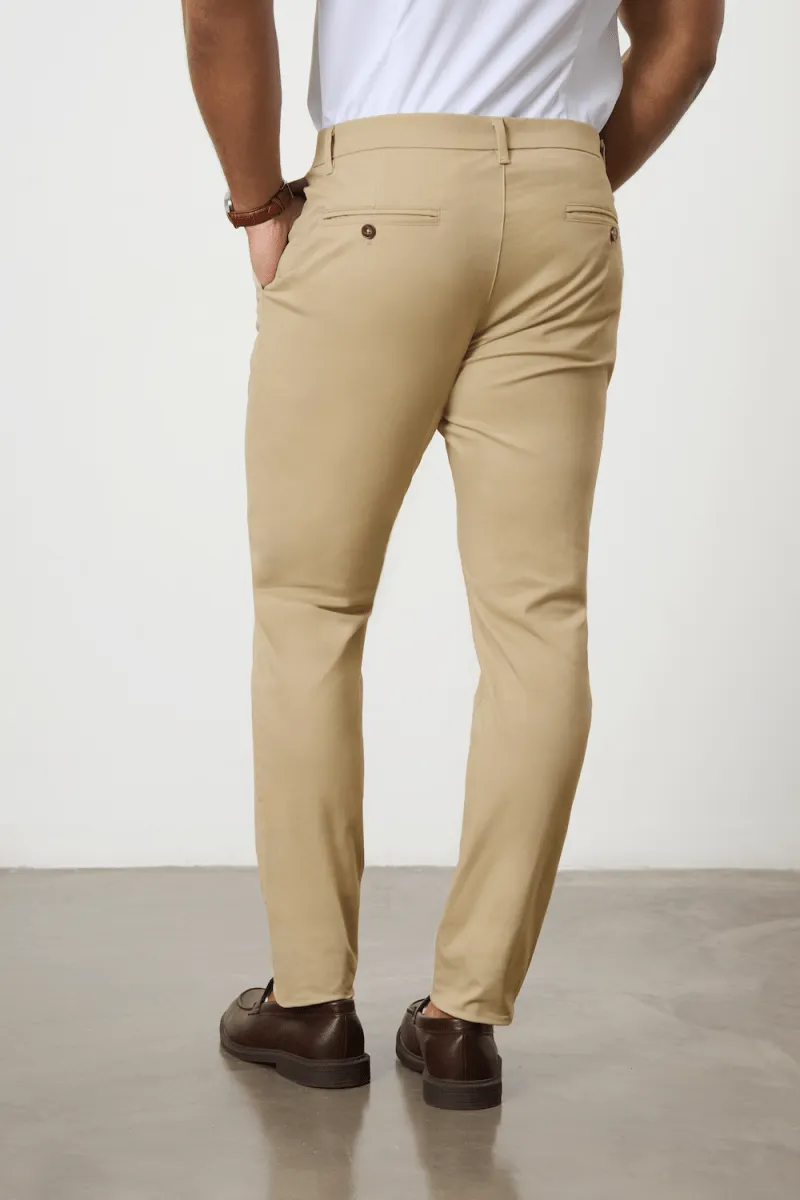 Athletic Fit Cotton Stretch Chino Pants in Dark Stone