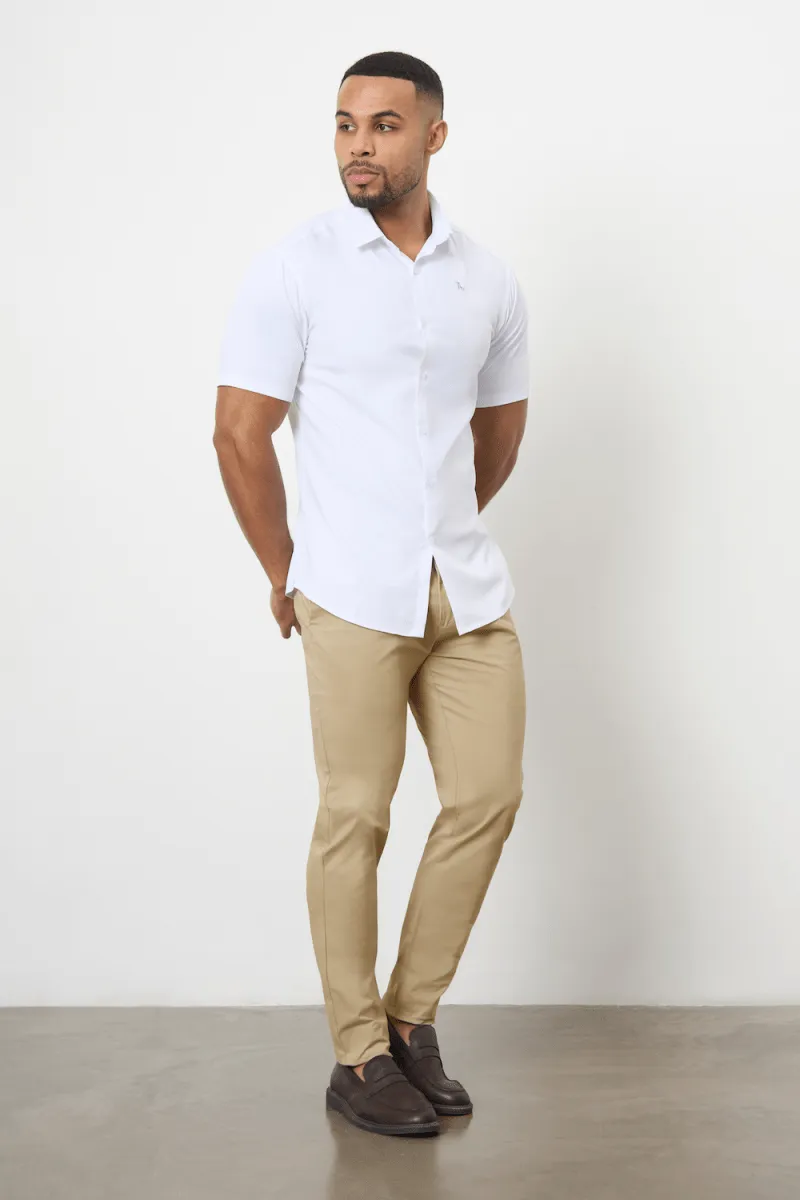 Athletic Fit Cotton Stretch Chino Pants in Dark Stone