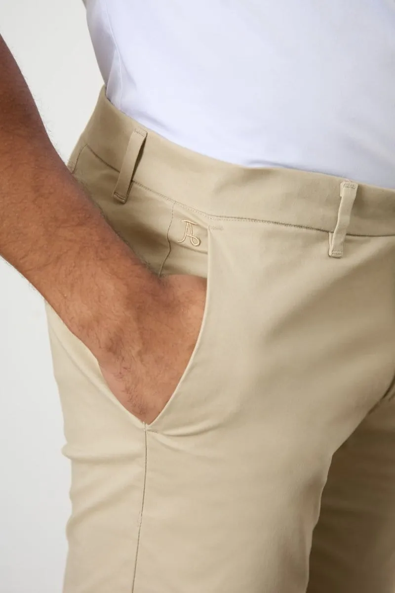 Athletic Fit Cotton Stretch Chino Pants in Stone