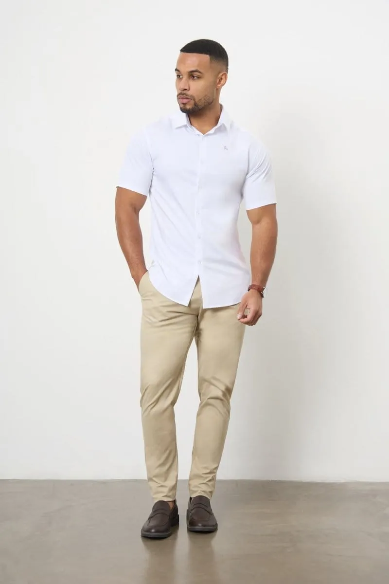 Athletic Fit Cotton Stretch Chino Pants in Stone