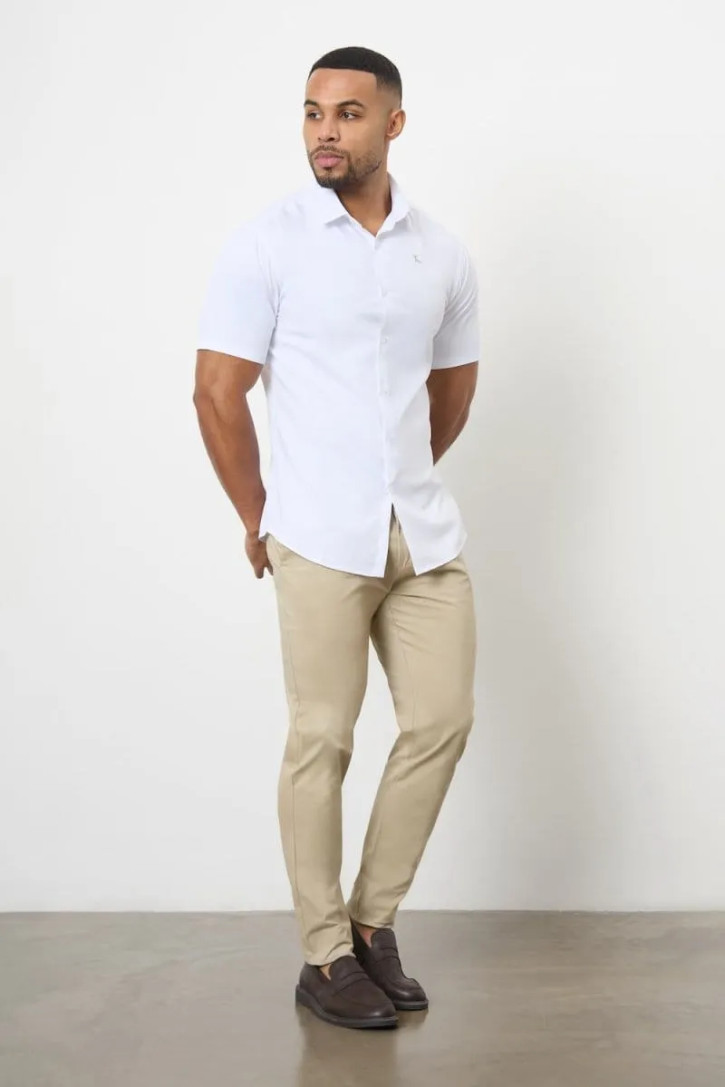 Athletic Fit Cotton Stretch Chino Pants in Stone