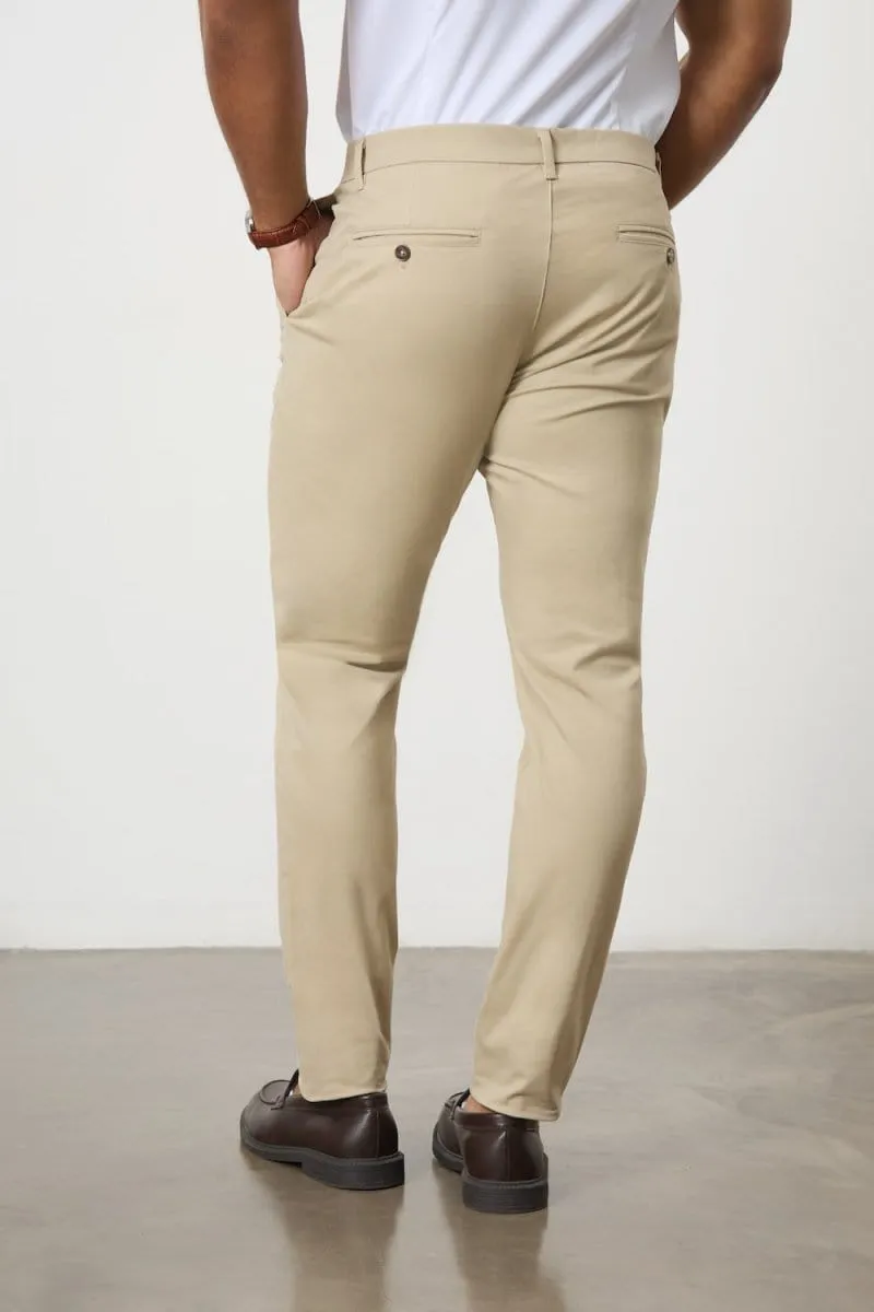 Athletic Fit Cotton Stretch Chino Pants in Stone