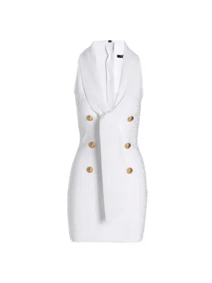 Balmain Monogram V-Neck Mini Dress