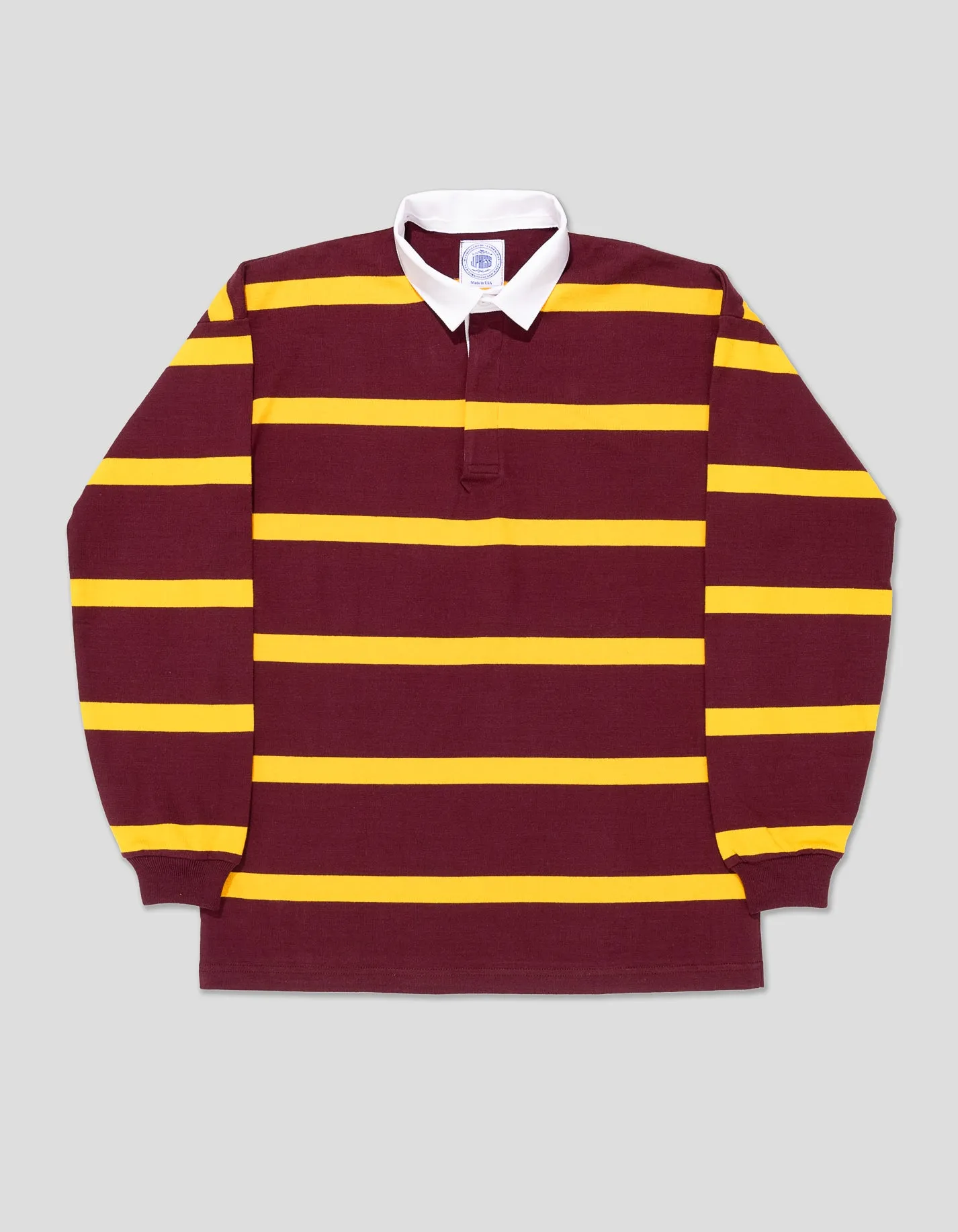 BURGUNDY/GOLD STRIPE RUGBY SHIRT