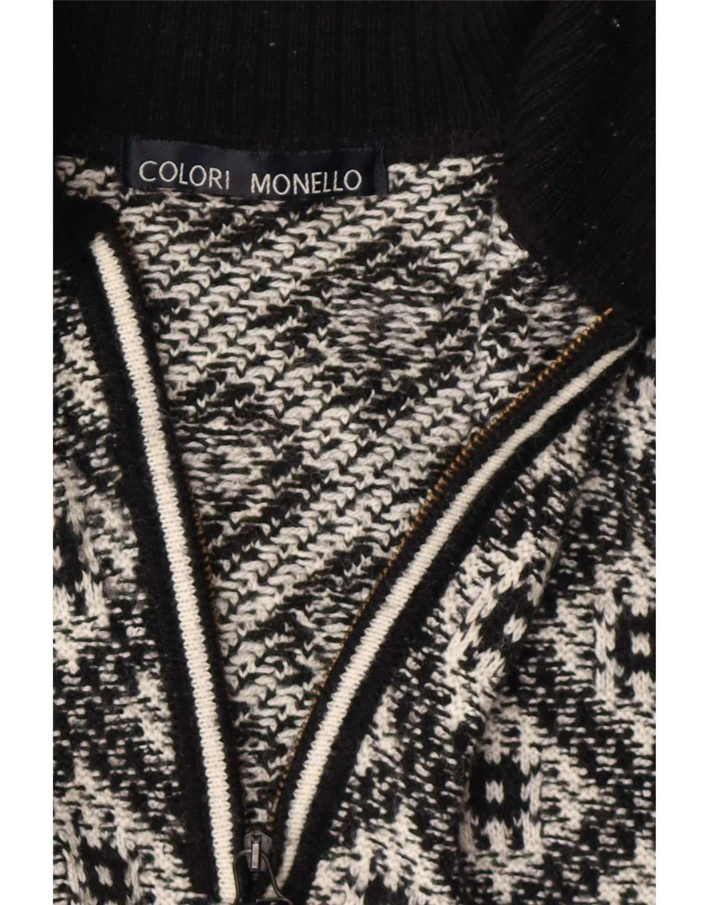 COLORI MONELLO Mens Polo Neck Jumper Sweater XL Black Argyle/Diamond