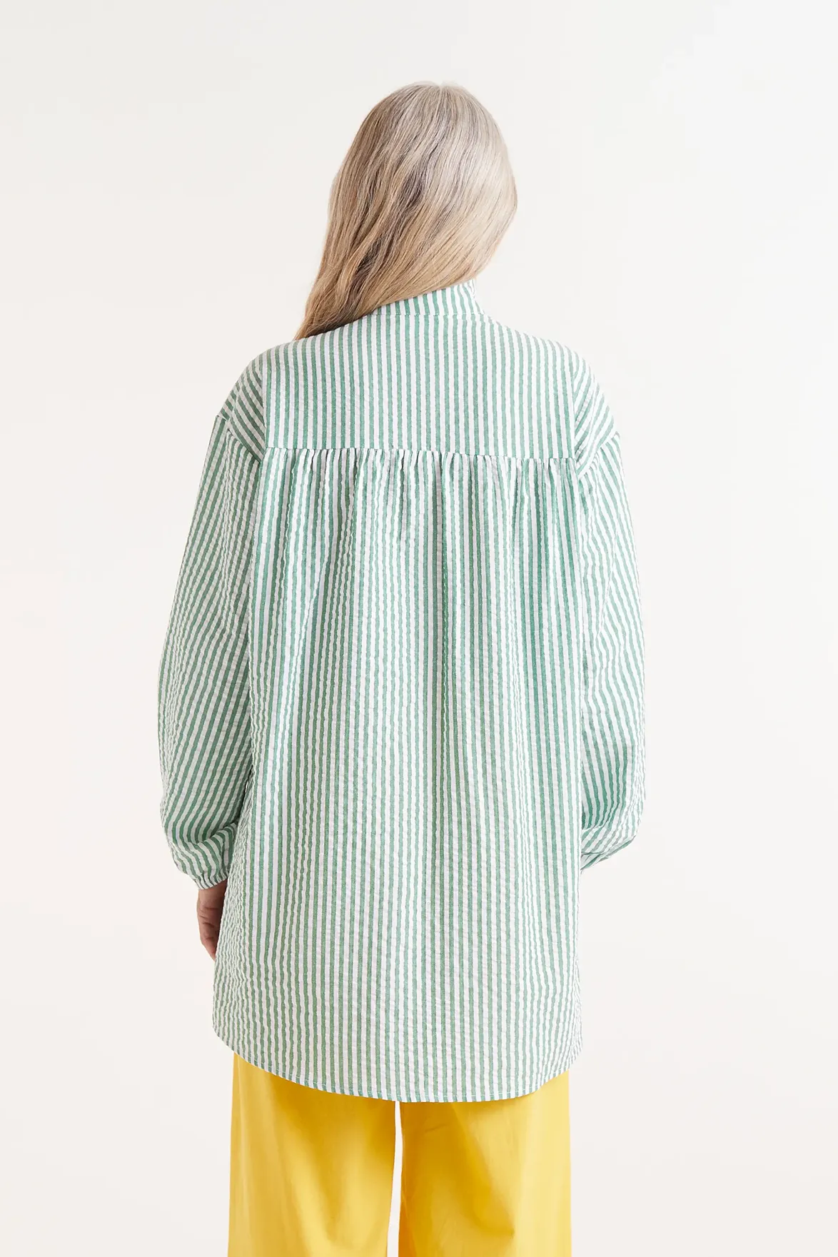 Compania Fantastica Green Stripe Bow Shirt