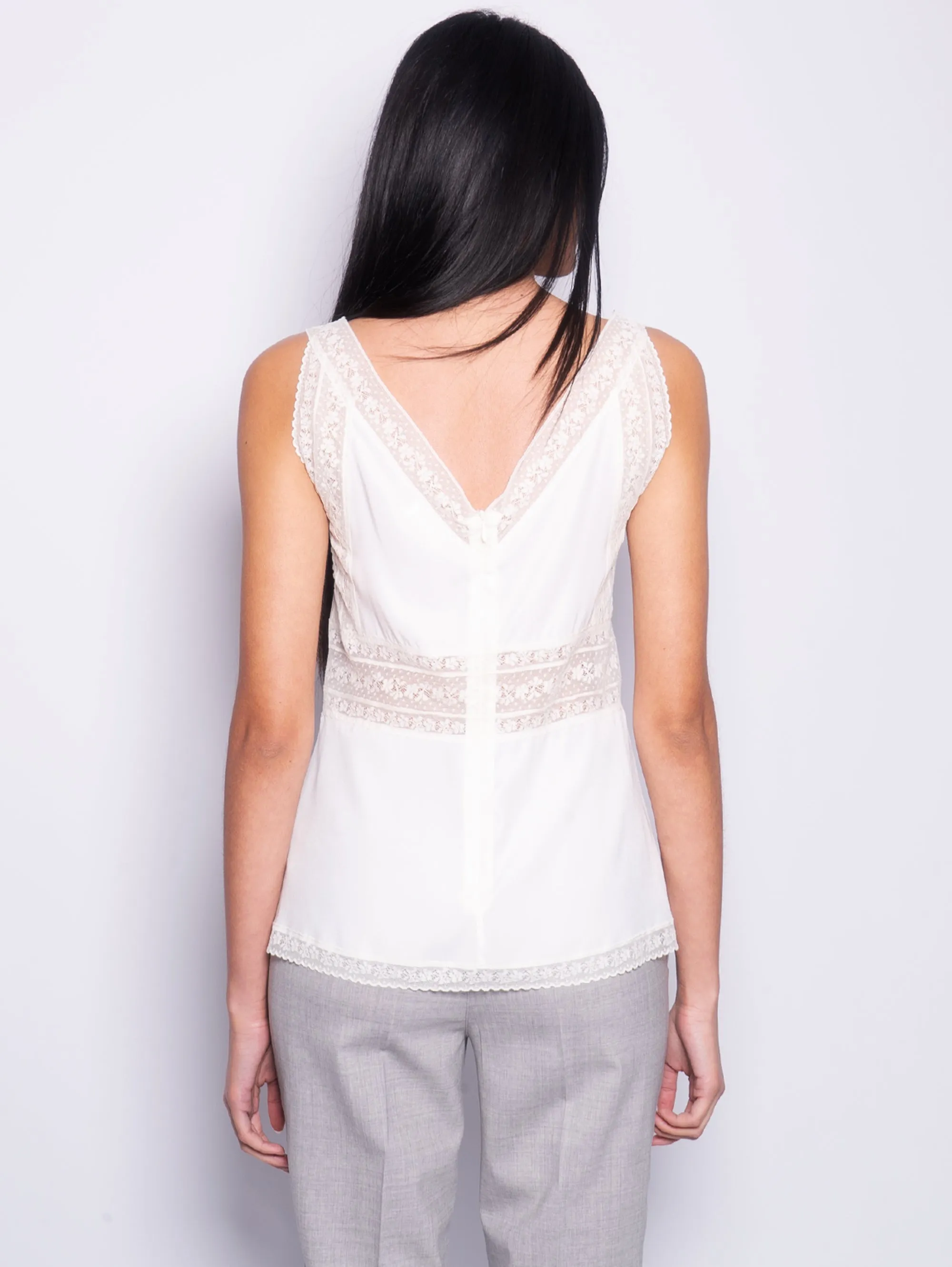 Cream Silk and Lace Blouse