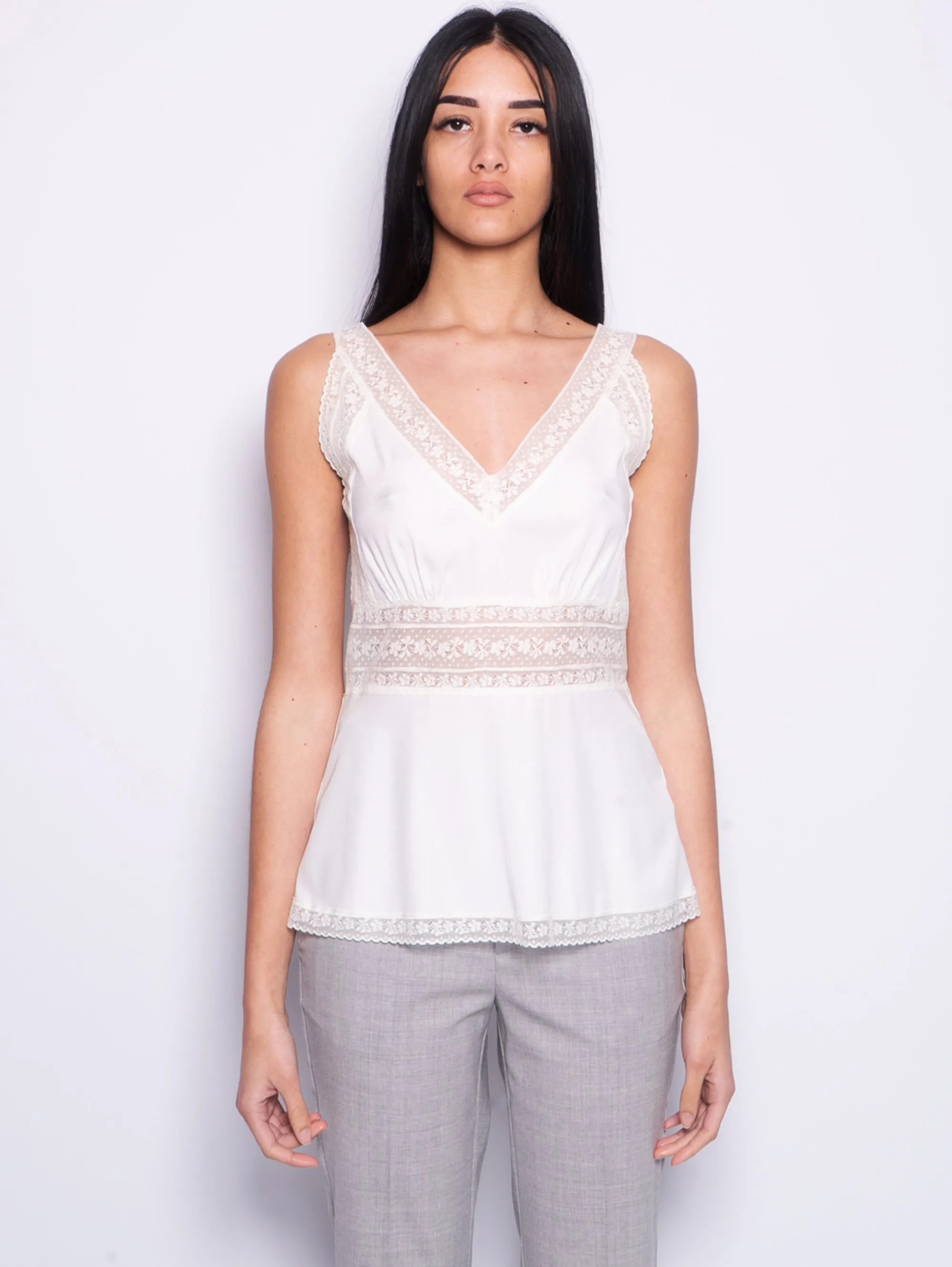Cream Silk and Lace Blouse