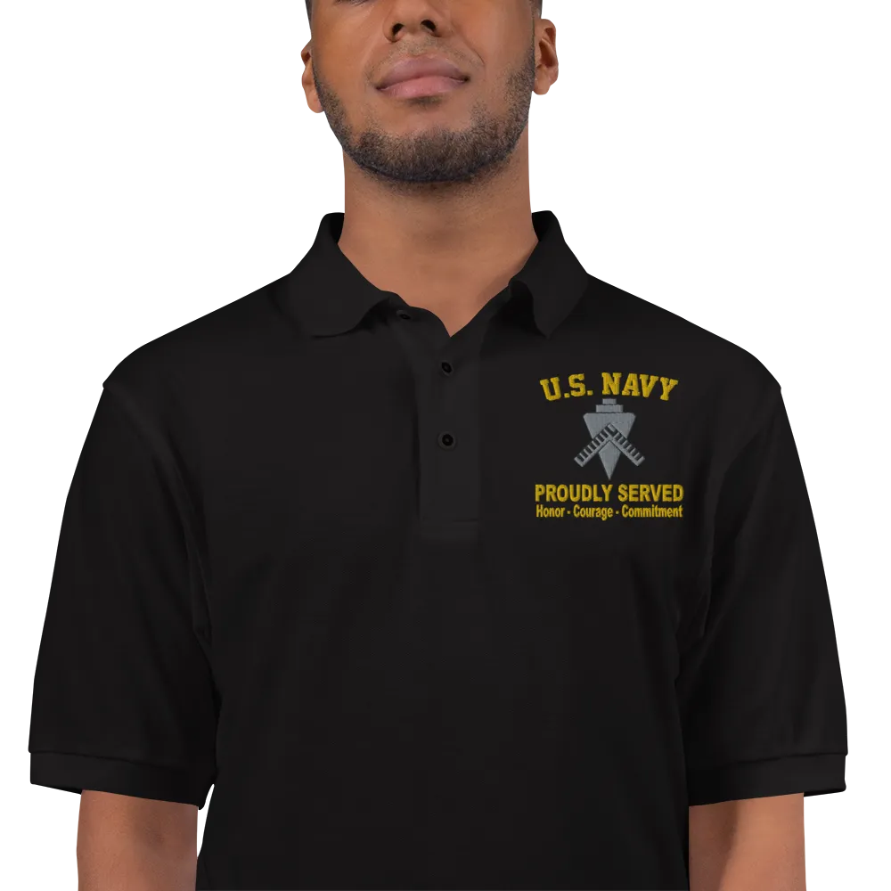 Custom US Navy Ranks, Insignia Core Values Embroidered Port Authority Polo Shirt