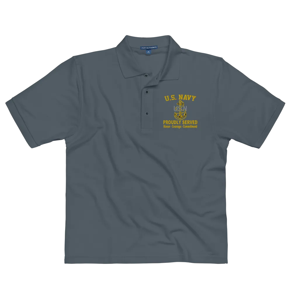 Custom US Navy Ranks, Insignia Core Values Embroidered Port Authority Polo Shirt