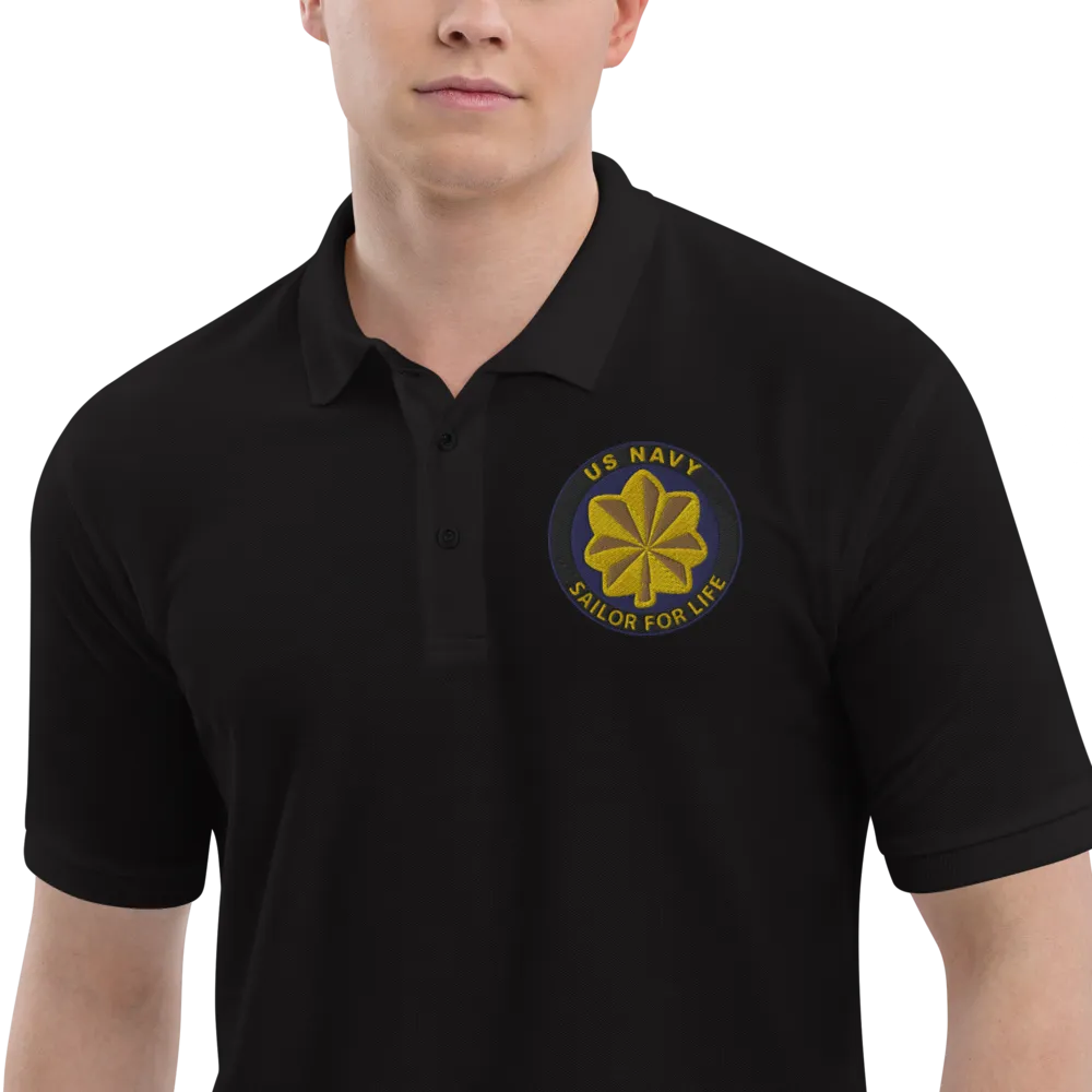 Custom US Navy Ranks, Insignia Sailor For Life Embroidered Port Authority Polo Shirt