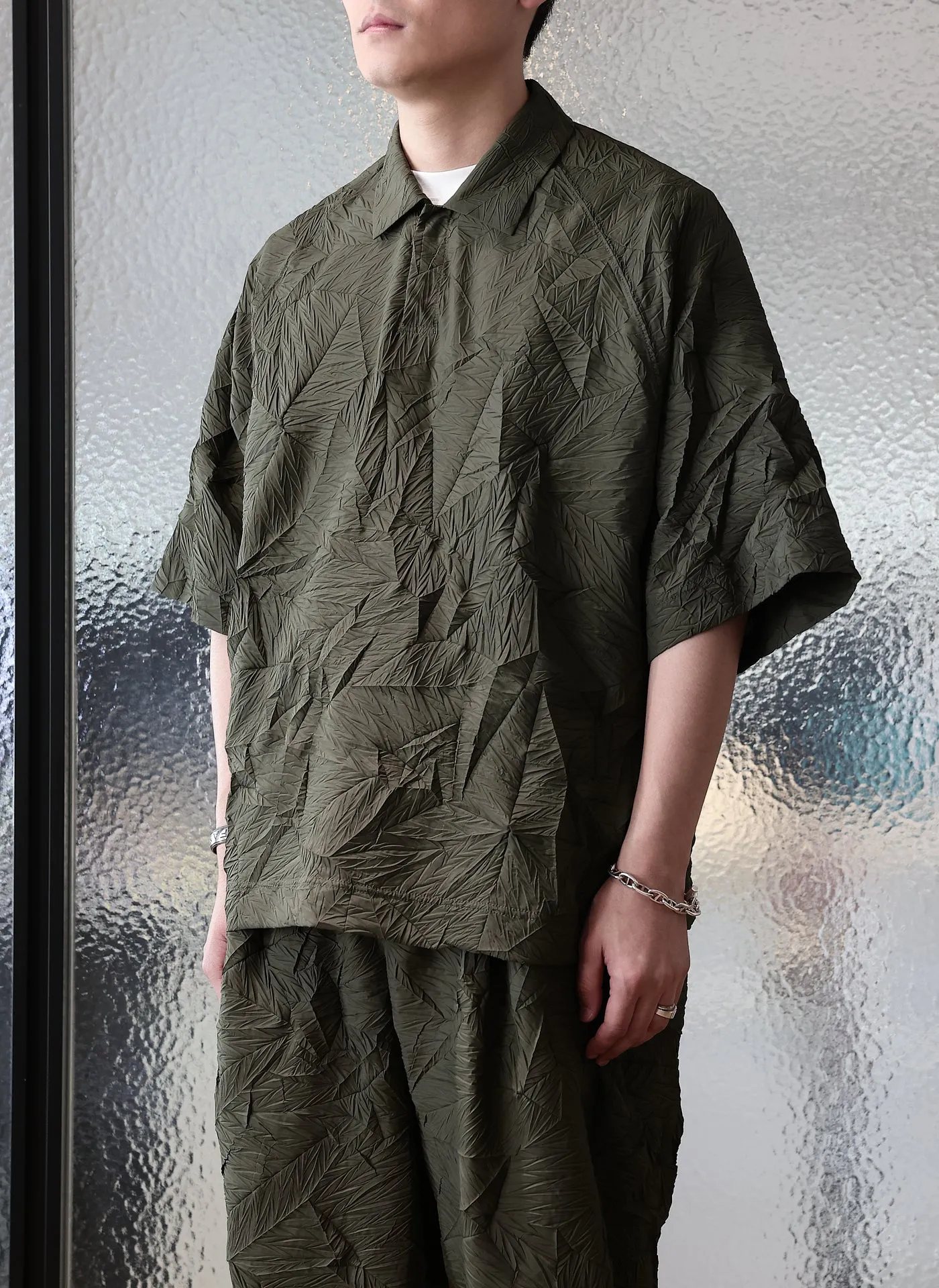 Distort Pleats Polyester Polo