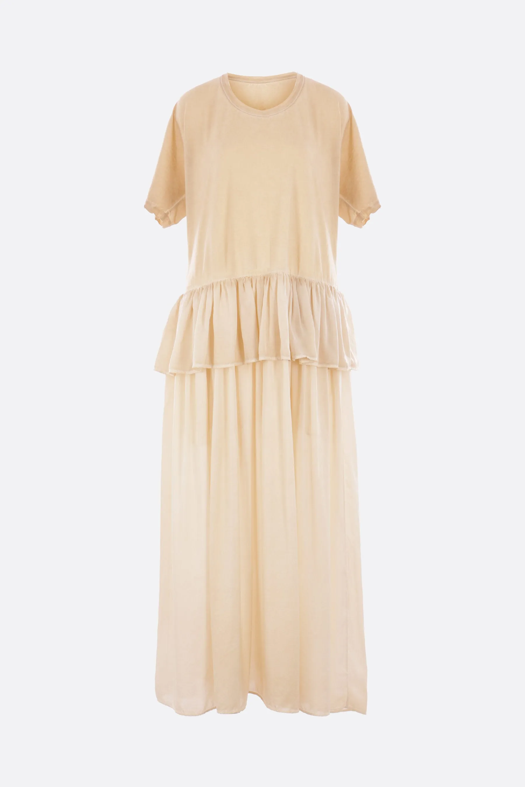 Dudi long dress in jersey and silk