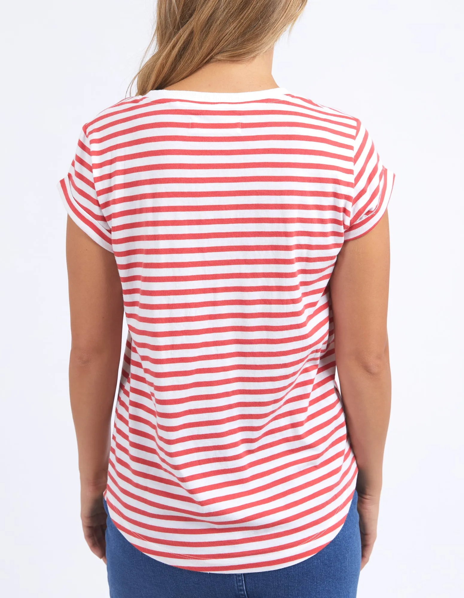 Foxwood Signature Stripe Tee Cayenne & White Stripe