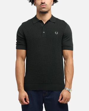 Fred Perry Waffle Stitch Knitted Shirt Green