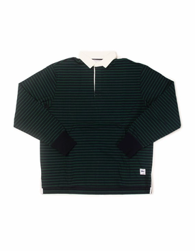 GREEN/ NAVY BRETON STRIPE RUGBY SHIRT