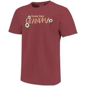 Image One Comfort Colors Florida State Grandma Flower Design Short Sleeve T-shirt - Brick
