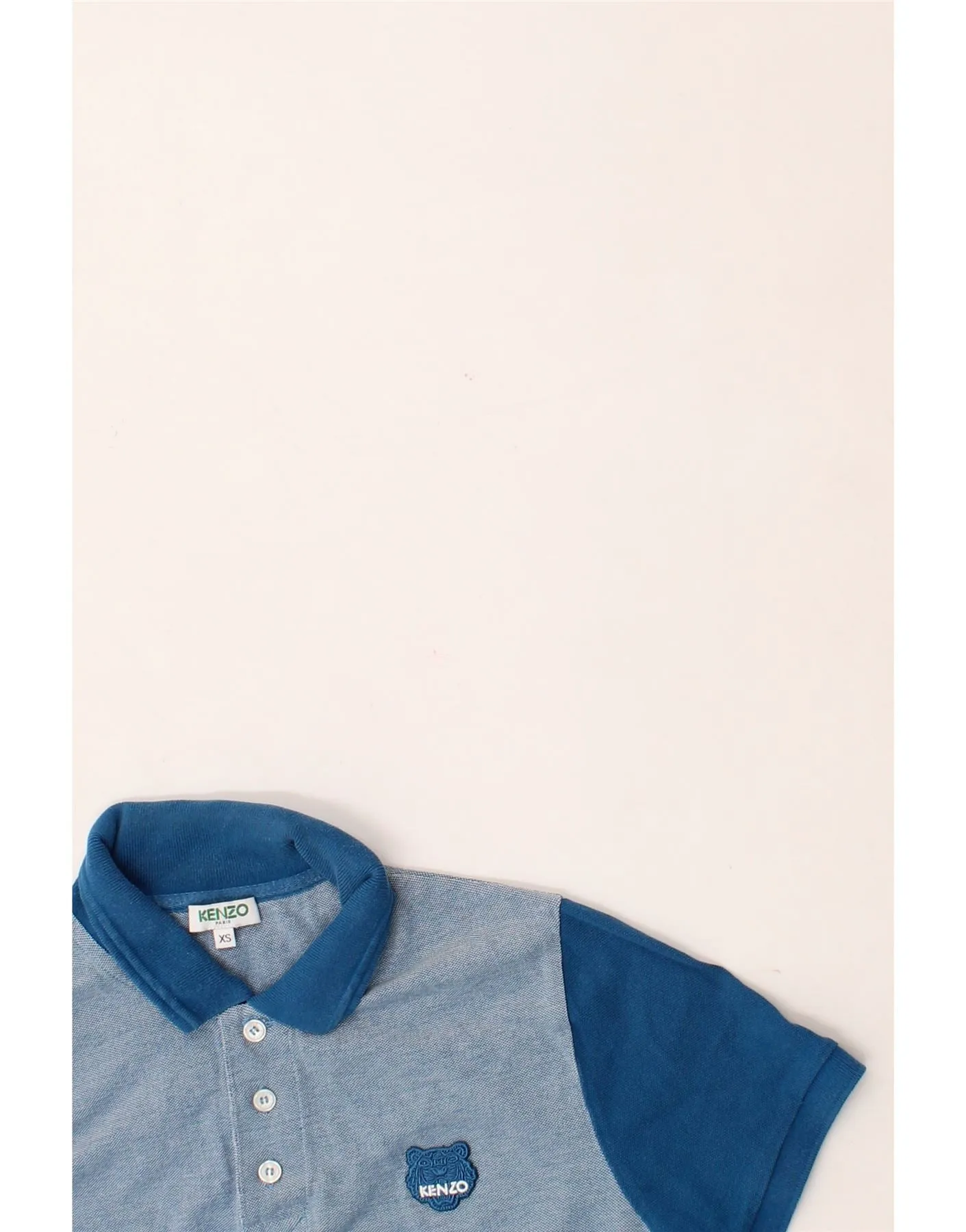 KENZO Mens Polo Shirt XS Blue Colourblock Cotton