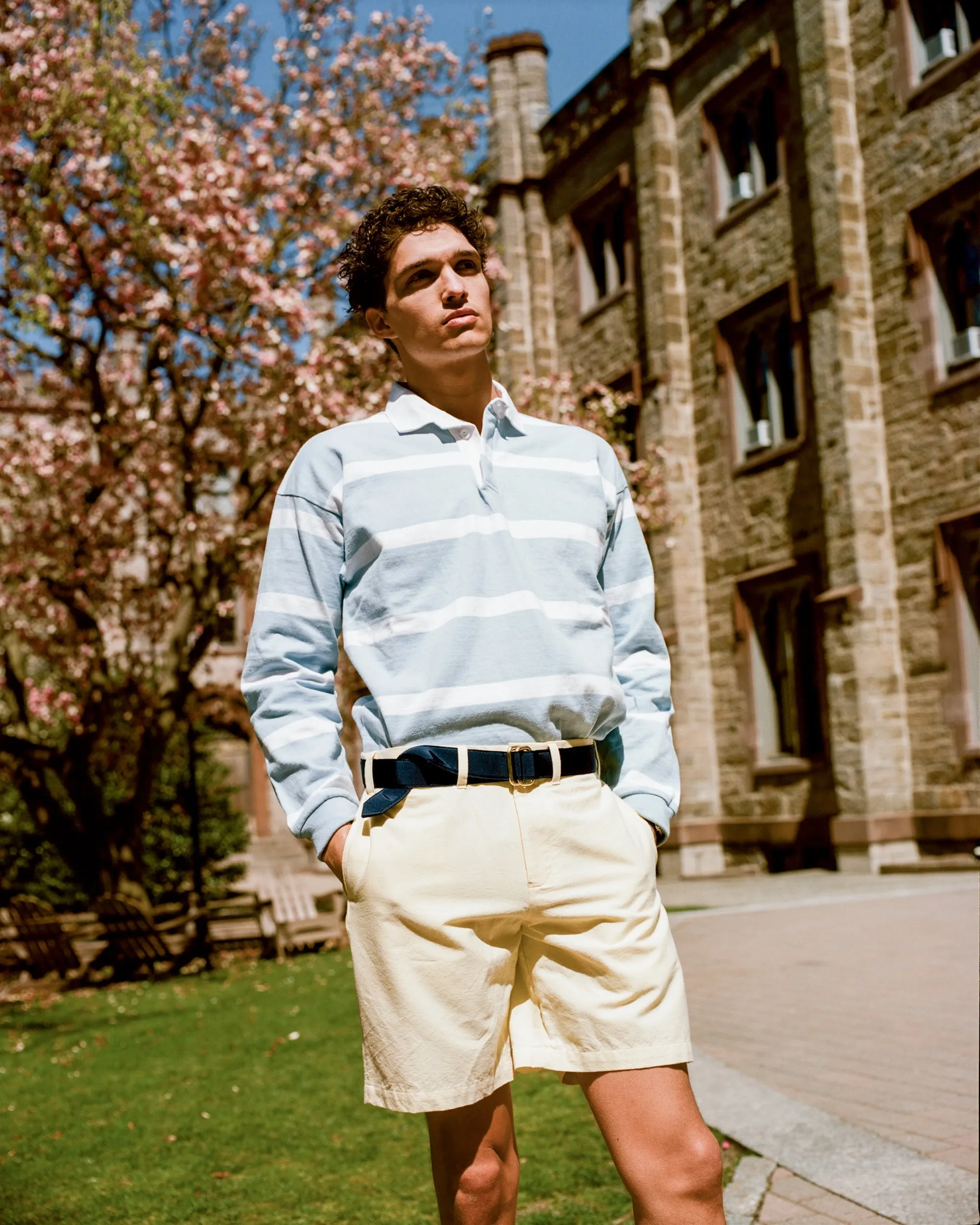 LIGHT BLUE/WHITE STRIPE RUGBY SHIRT