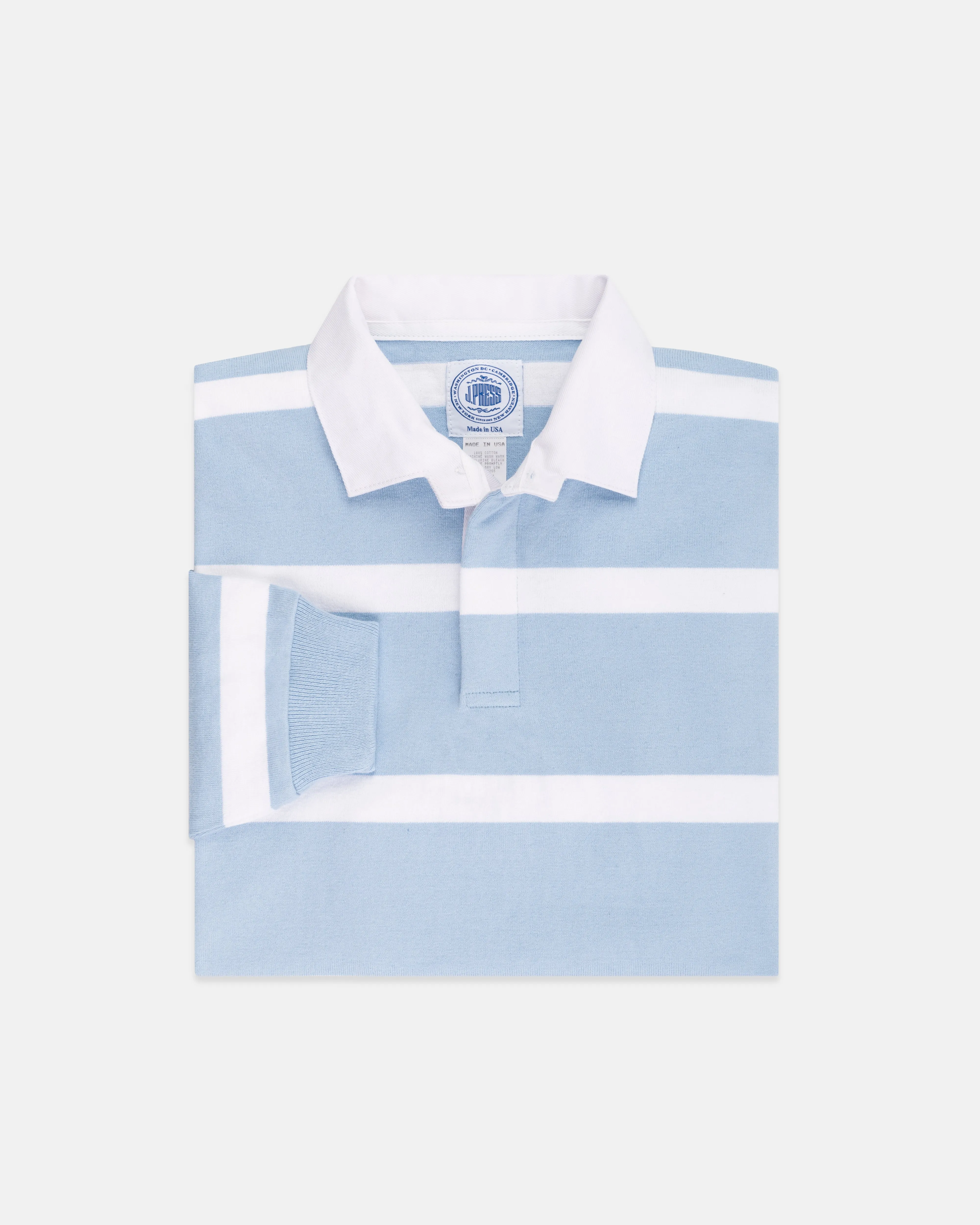 LIGHT BLUE/WHITE STRIPE RUGBY SHIRT