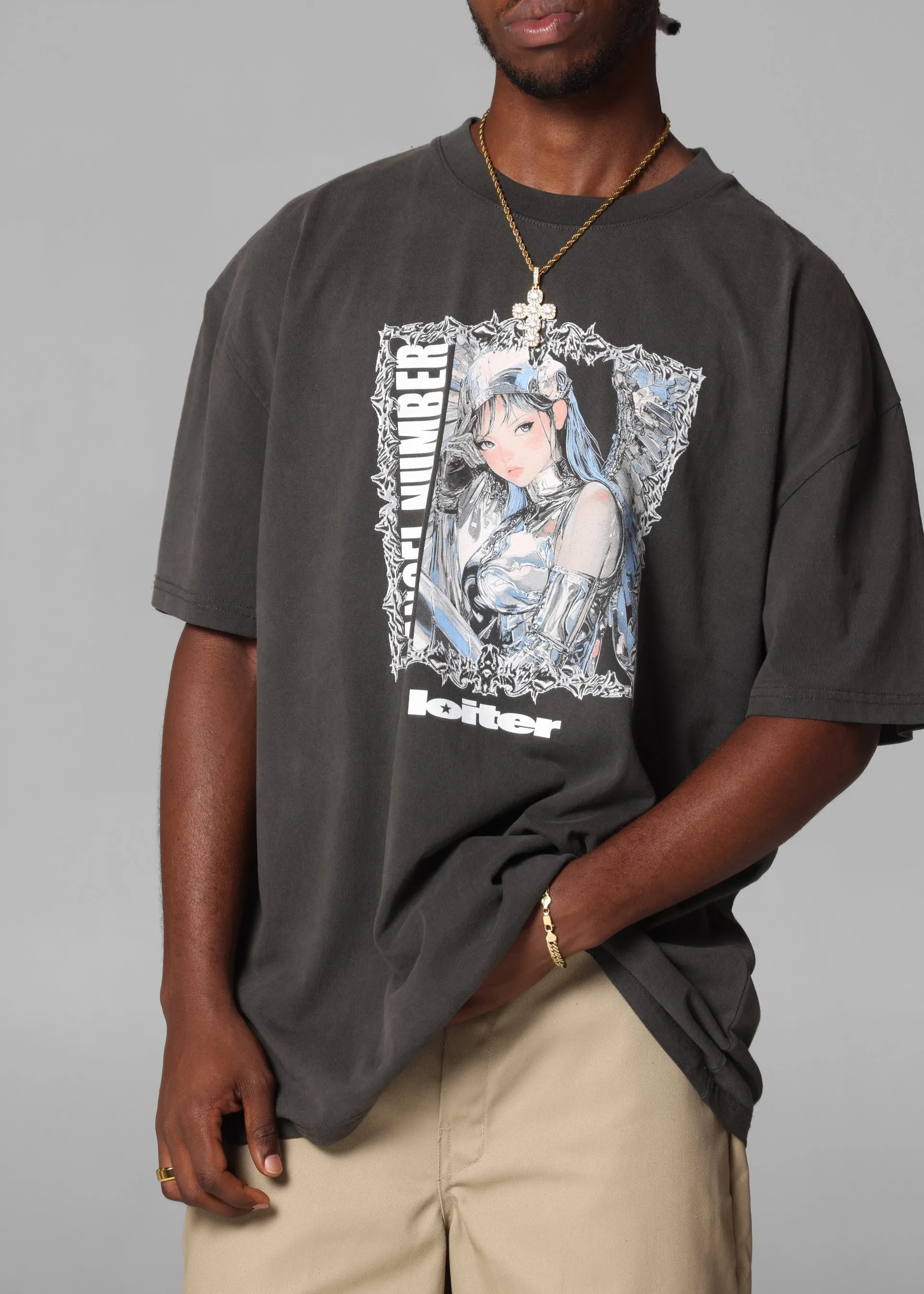 Loiter Angel Number T-Shirt Black Wash