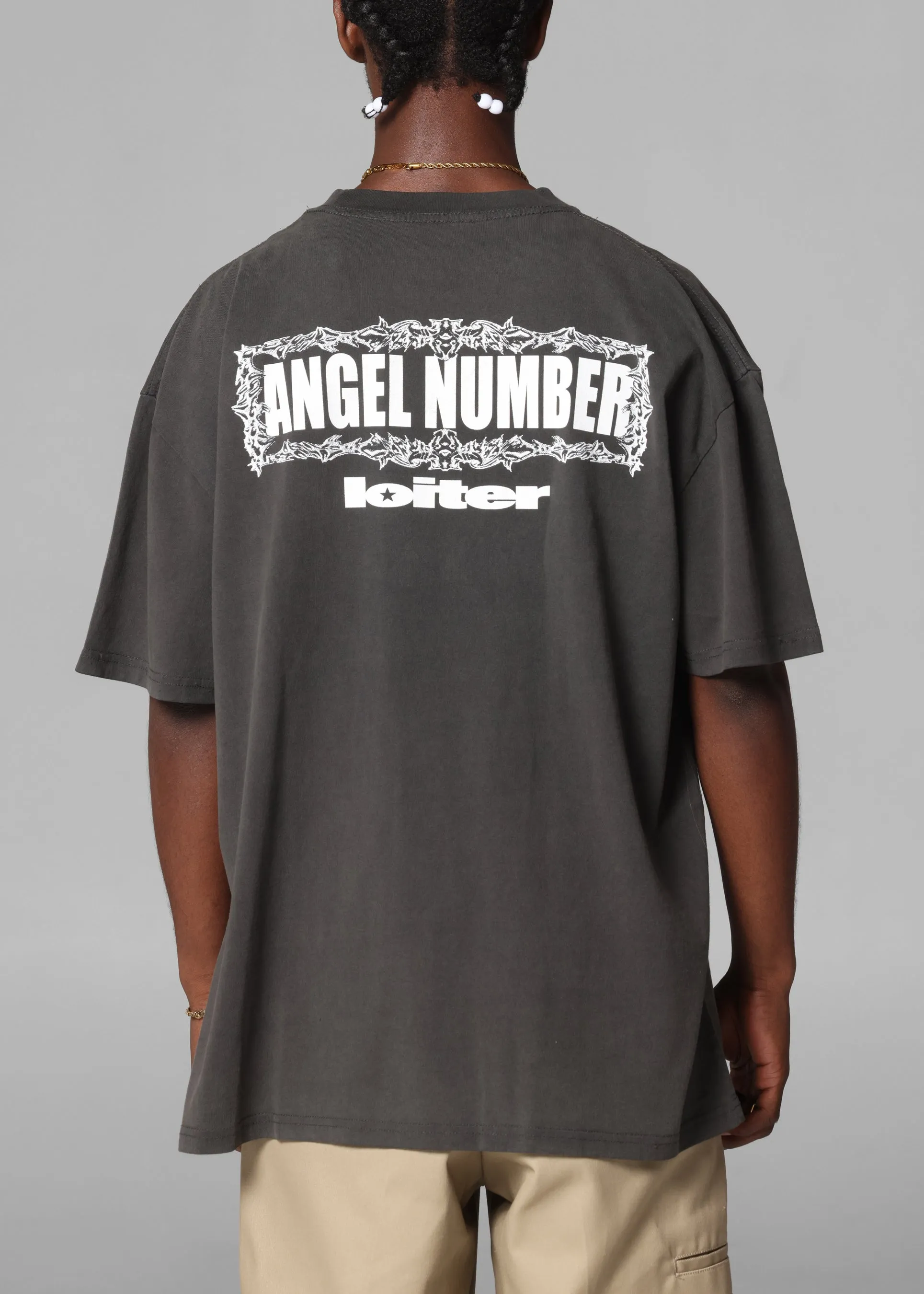 Loiter Angel Number T-Shirt Black Wash