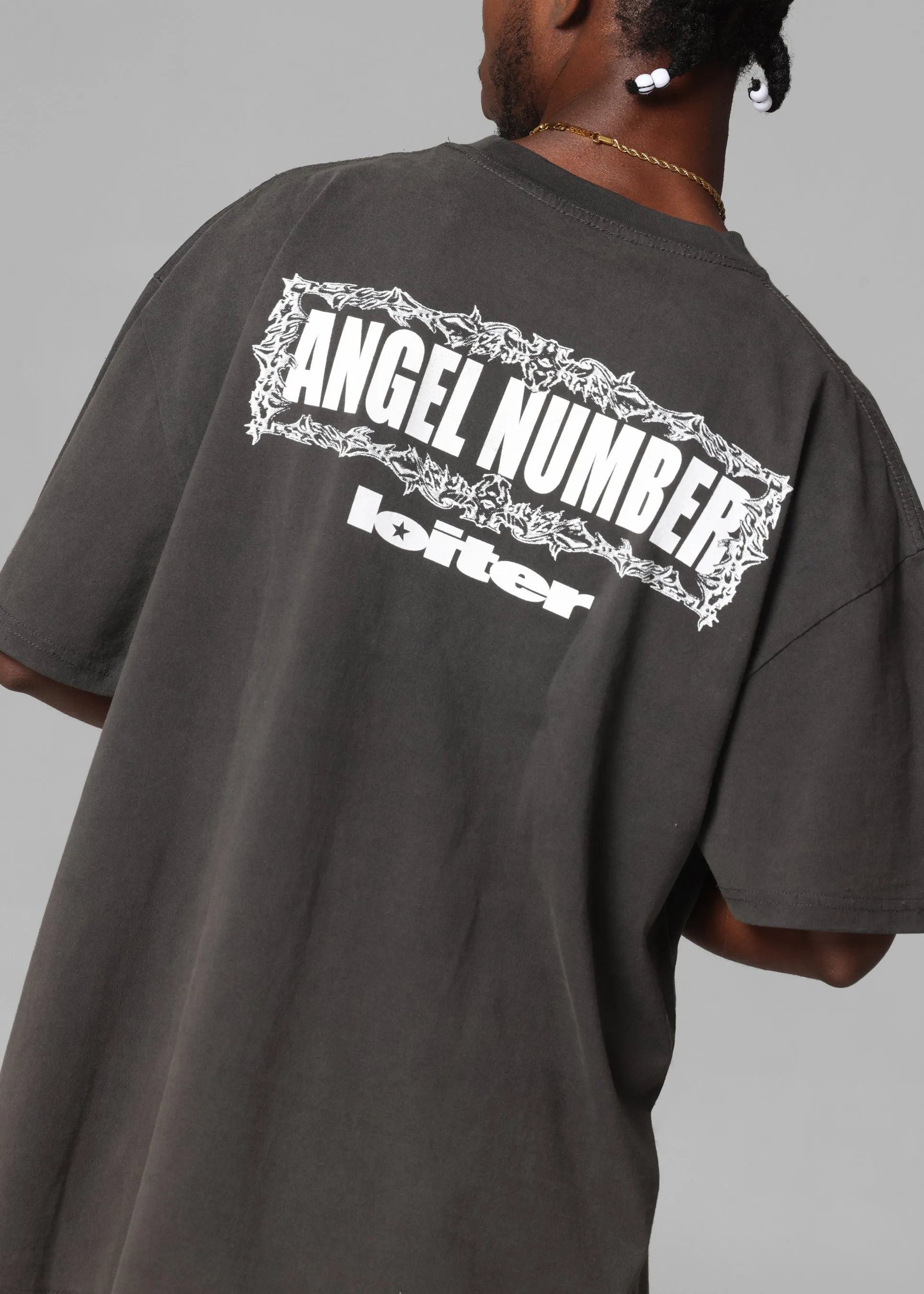 Loiter Angel Number T-Shirt Black Wash