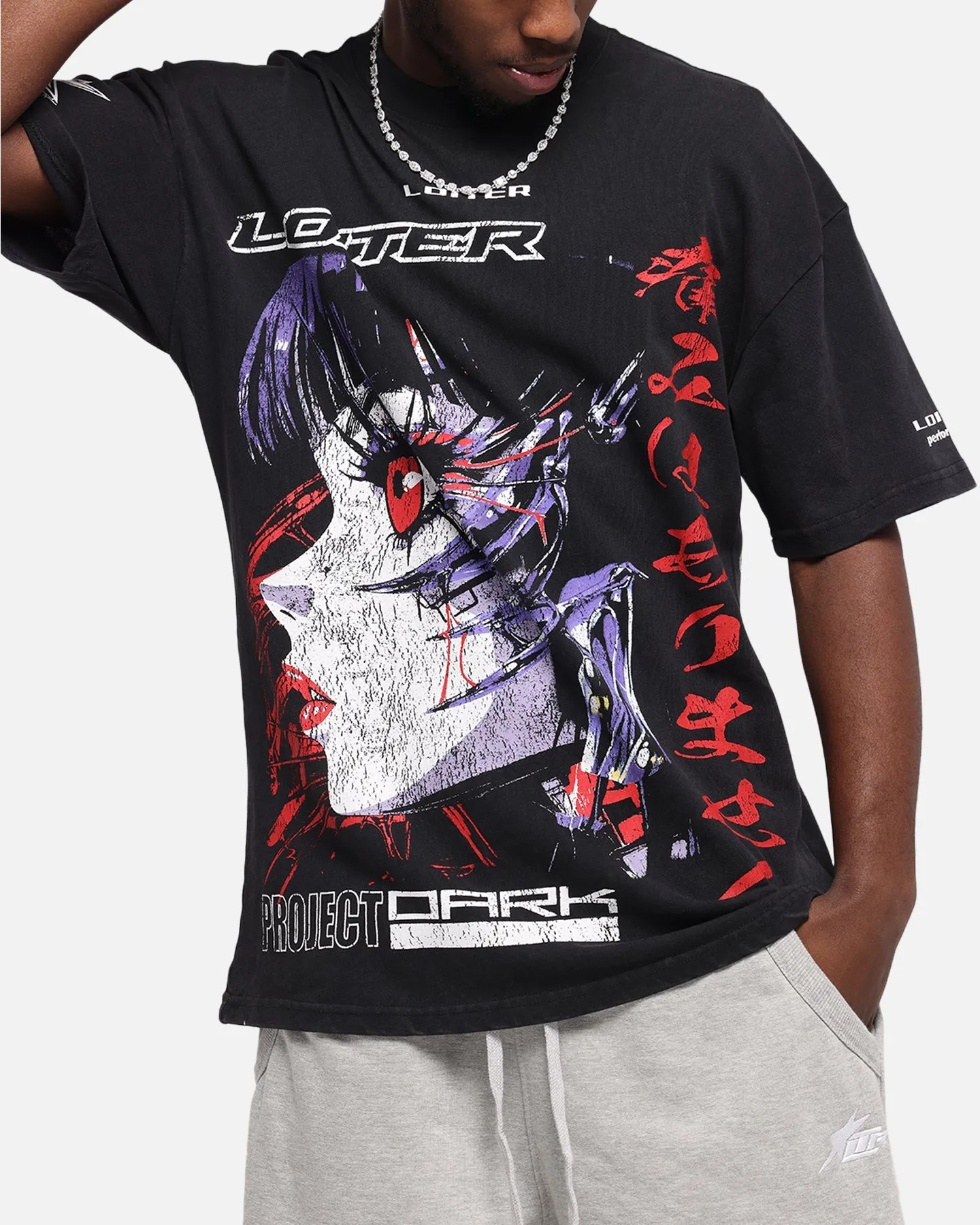 Loiter Cybernetics Vintage T-Shirt Black Acidwash