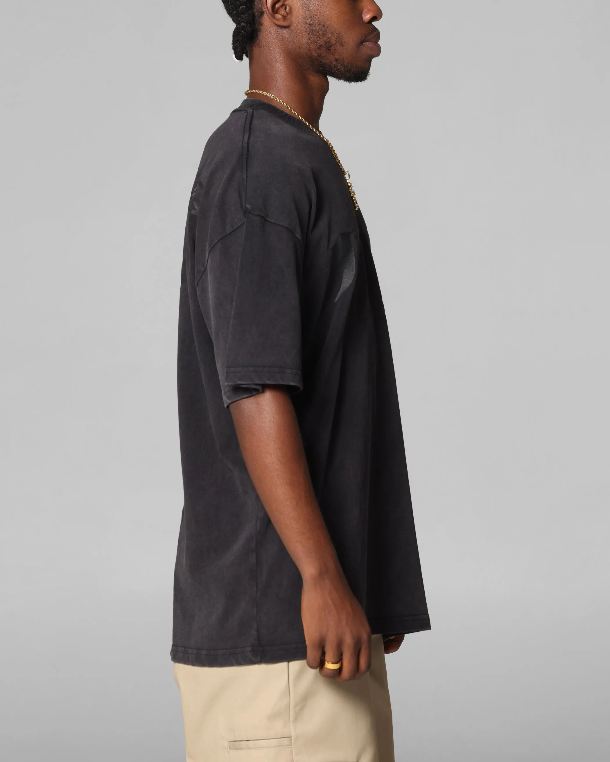 Loiter Pain T-Shirt Black Acidwash