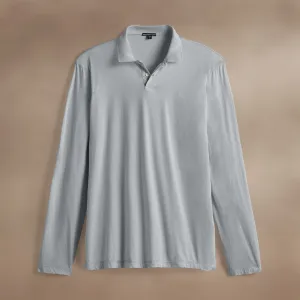 Luxe Lotus Jersey Long Sleeve Polo - Grey Sky