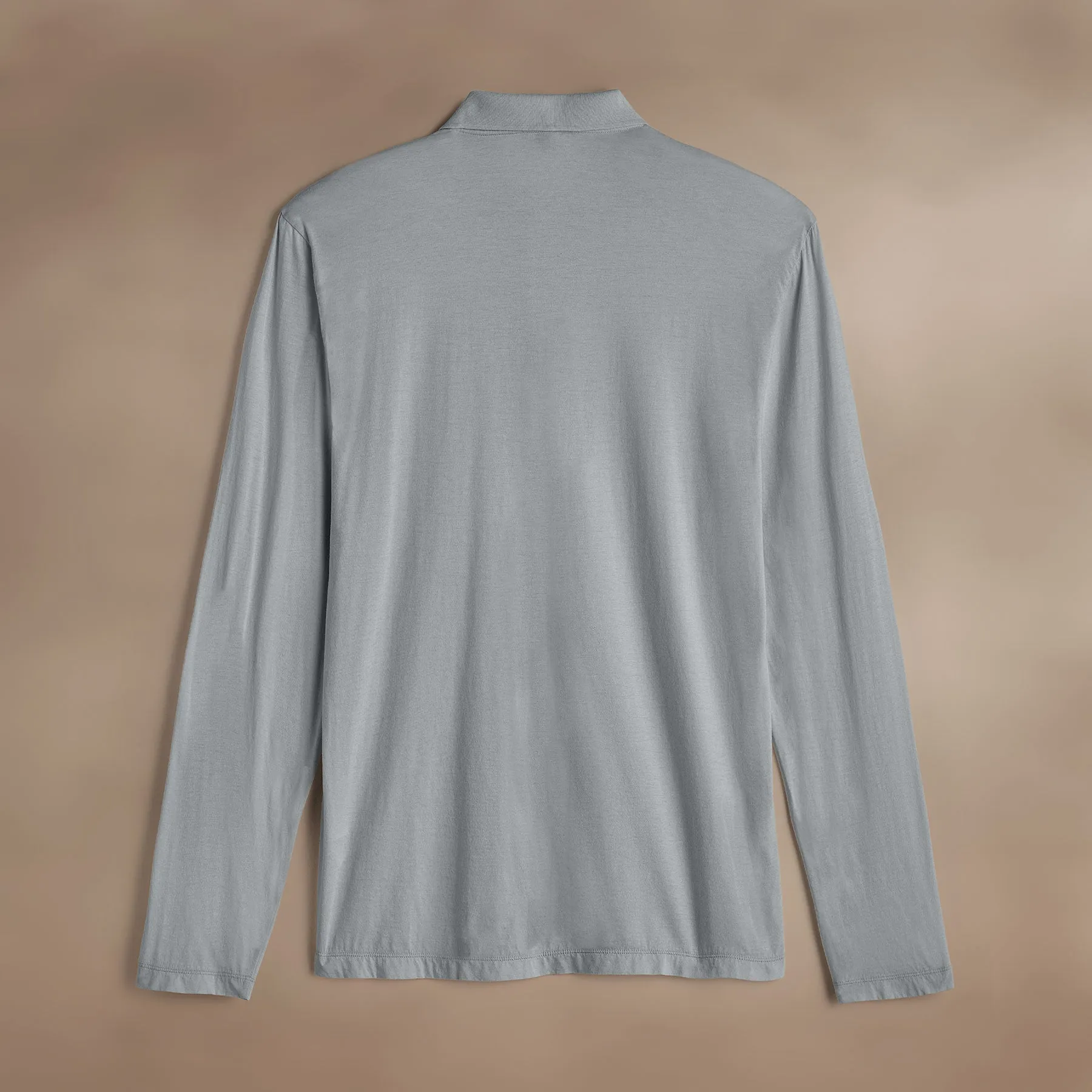 Luxe Lotus Jersey Long Sleeve Polo - Grey Sky