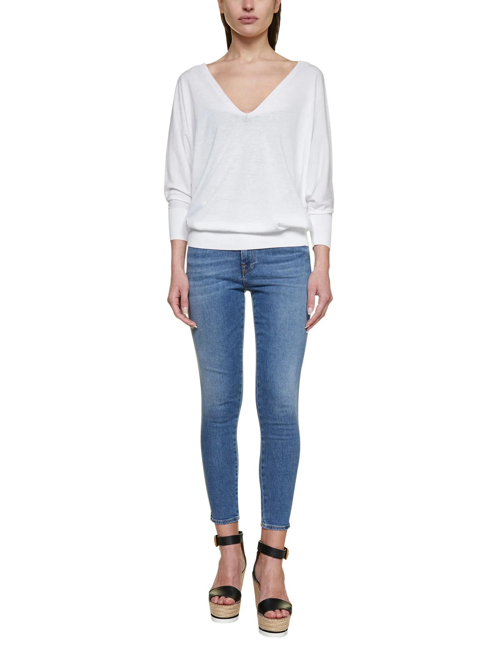 Malo Deep V-Neck Straight Hem Jumper