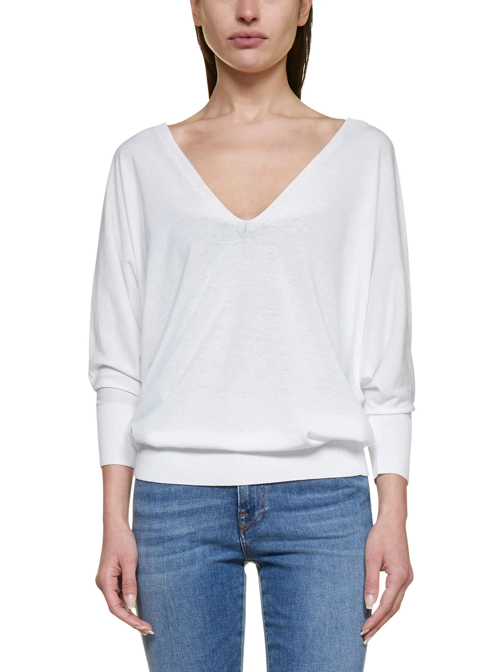 Malo Deep V-Neck Straight Hem Jumper