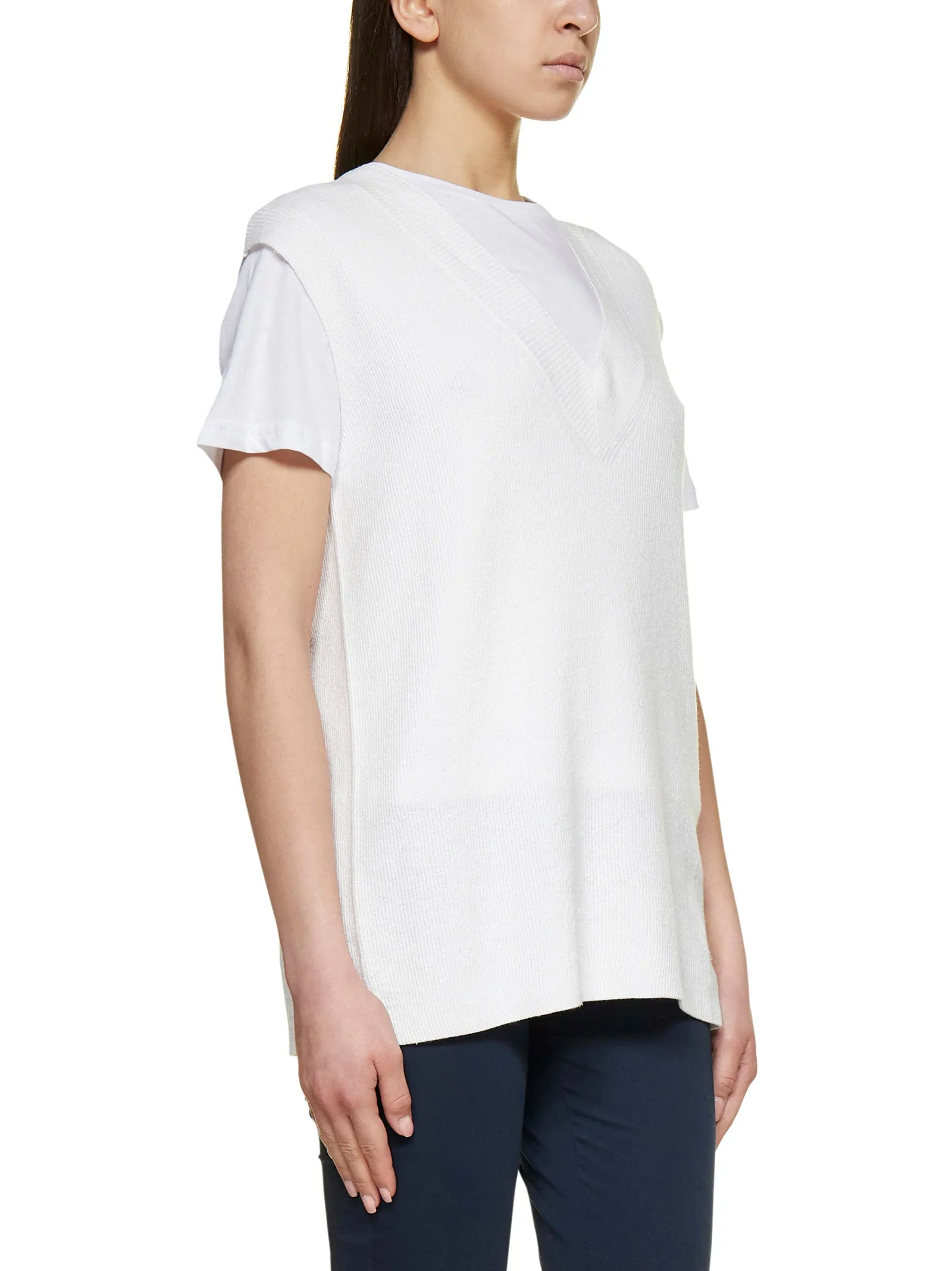 Malo V-Neck Ribbed Edge Knitted Top